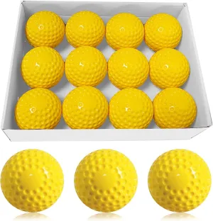 12 Pack Yellow Dimpled Baseballs, 9-Inch Pitching Machine Baseballs for Hitting and Fielding Practice