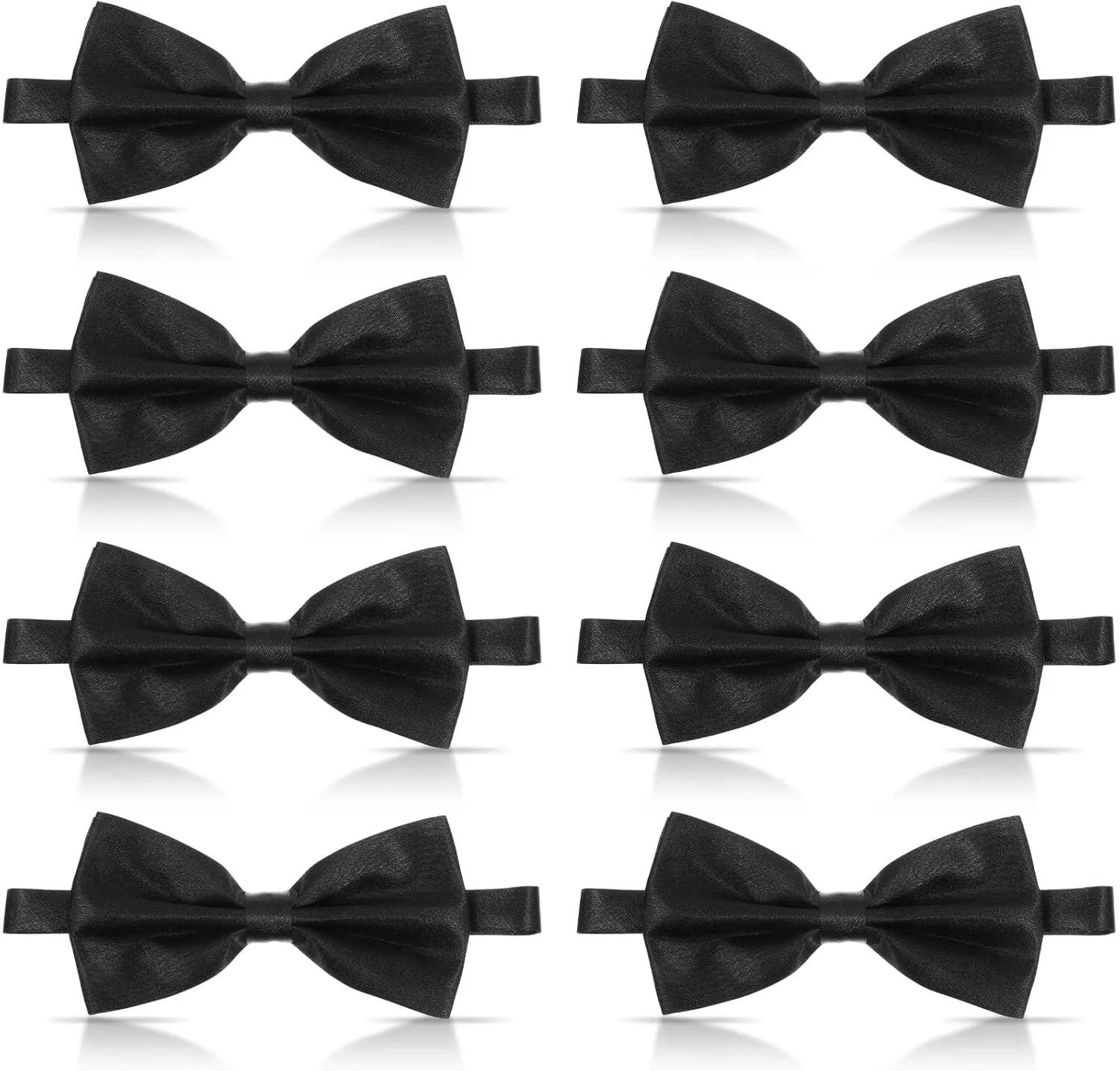 8 Pack Men's Black Bow Ties Solid Color Pretied Adjustable Bowtie, Satin Silk Tuxedo Bow Ties for Mens Boys Necktie Bow Tie Wedding Party Concerts and Formal Events
