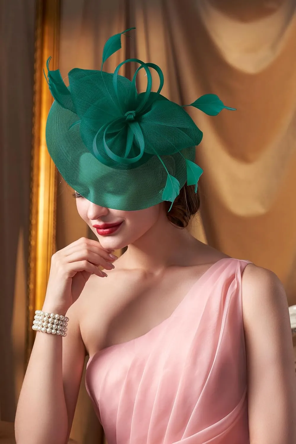 BABEYOND Women's Fascinator Hat Kentucky Hat Feather Derby Fascinator Tea Party Hat for Cocktail Wedding