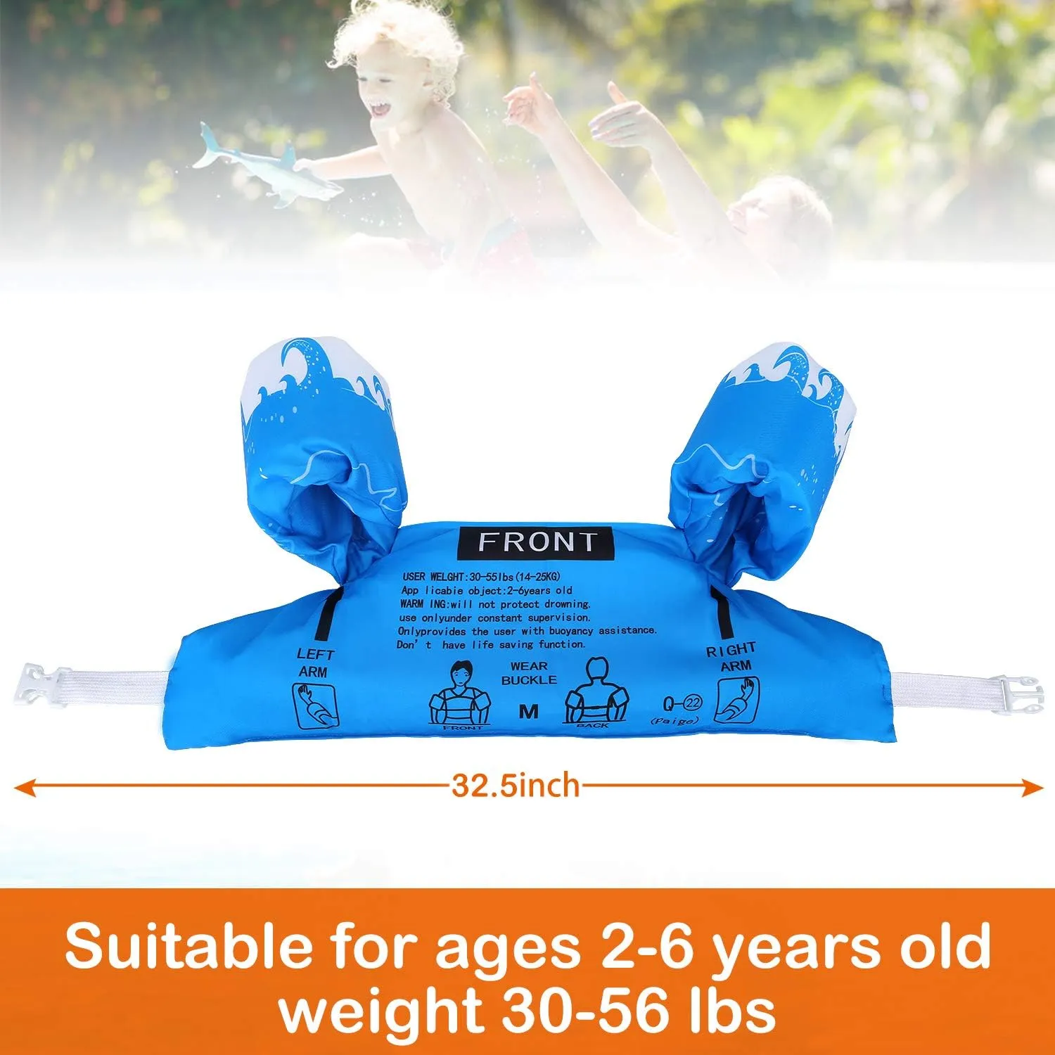 Biange Toddler Swim Vest, Swim Floaties Pool Float for Kids 20-30-50  lbs, Puddle/Beach Swimming Jumper, Boys/Girls Learn to Swim