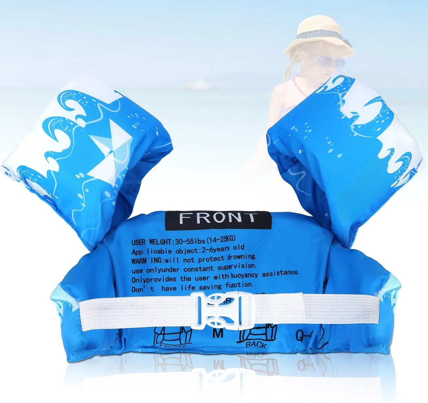 Biange Toddler Swim Vest, Swim Floaties Pool Float for Kids 20-30-50  lbs, Puddle/Beach Swimming Jumper, Boys/Girls Learn to Swim