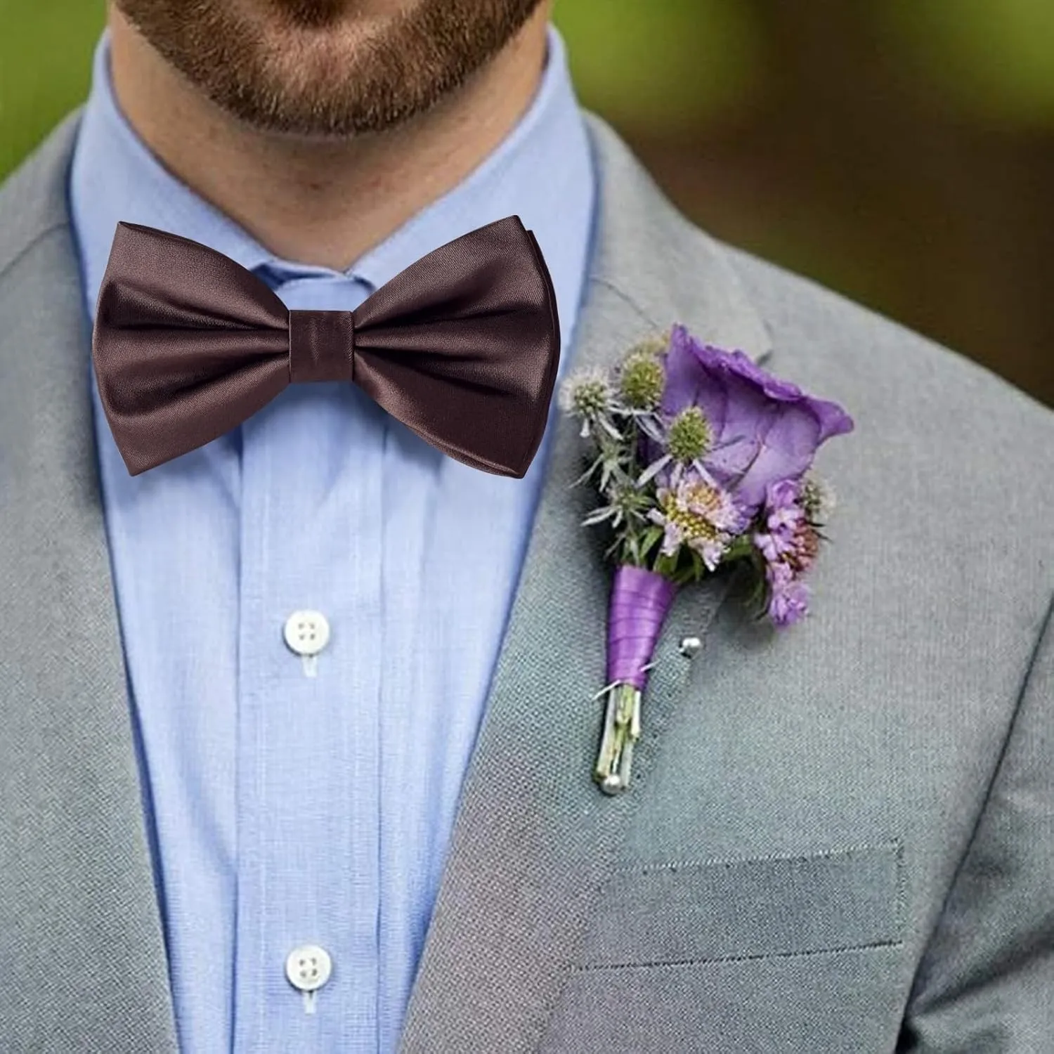 Bow Ties for Men, Mens Pre-Tie Bow Tie Satin Silk Adjustable Bow Tie Cufflinks Hanky Sets With Gift Box