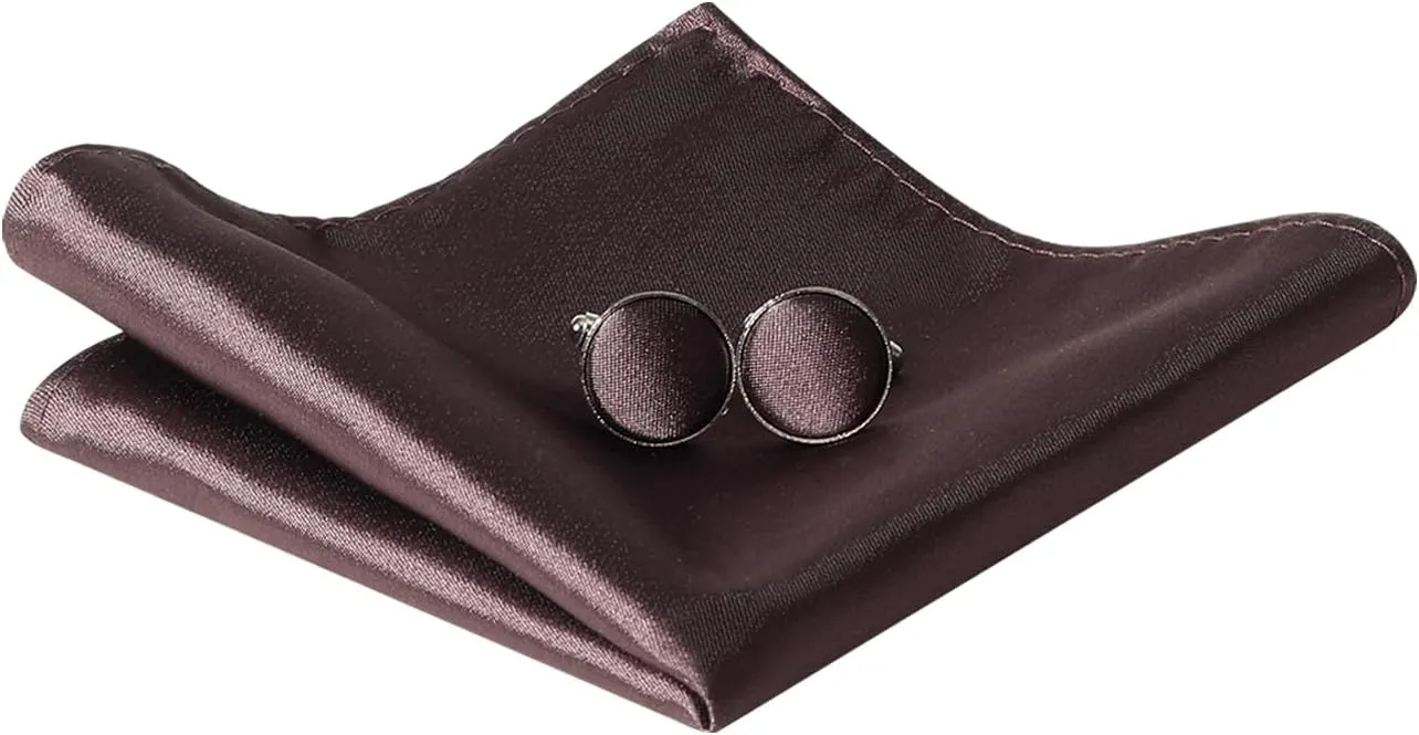 Bow Ties for Men, Mens Pre-Tie Bow Tie Satin Silk Adjustable Bow Tie Cufflinks Pocket Square Sets With Gift Box