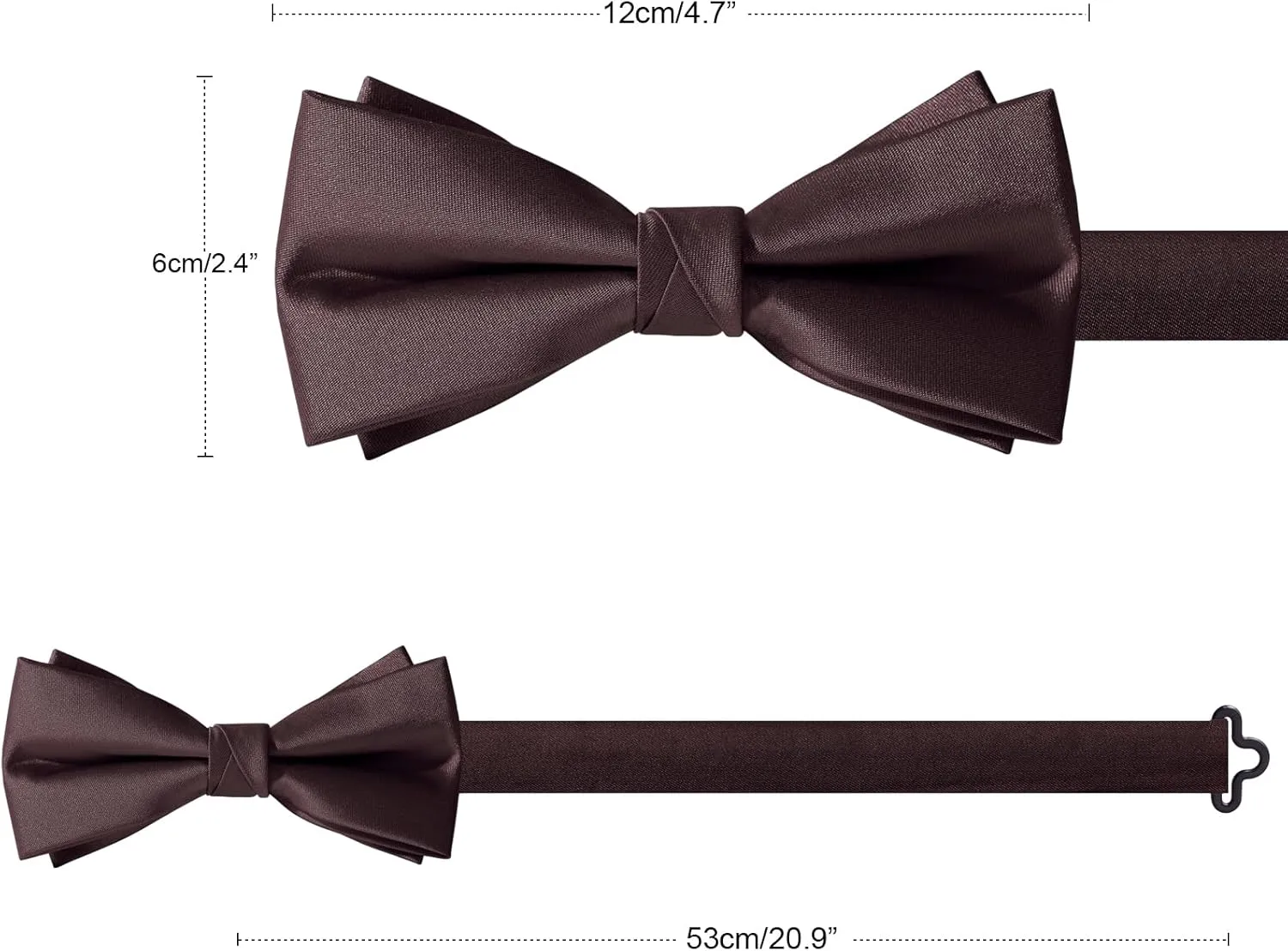 Bow Ties for Men, Mens Pre-Tie Bow Tie Satin Silk Adjustable Bow Tie Cufflinks Pocket Square Sets With Gift Box