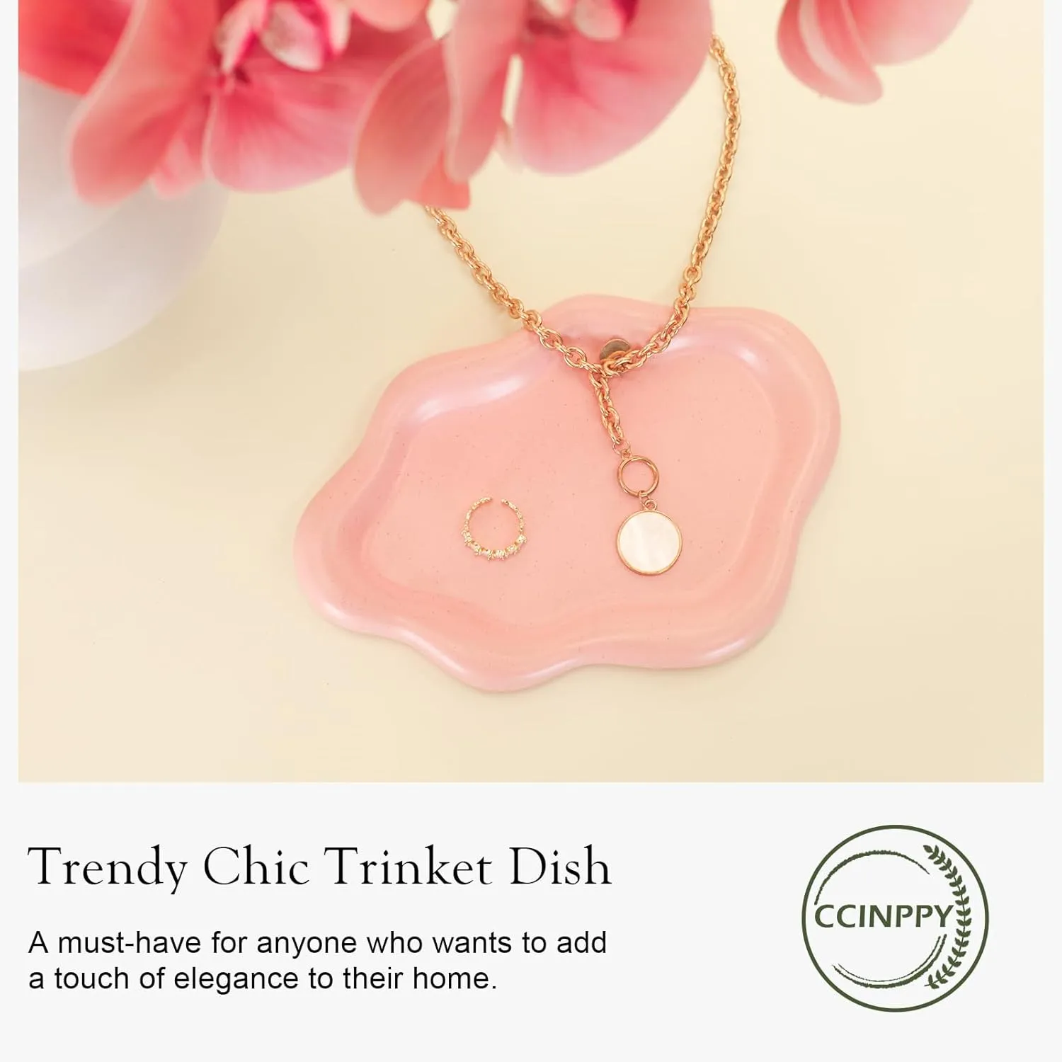 Ceramic Jewelry Tray Trinket Dish, Decorative Cloud Vanity Key Tray for Women, Ring Holder Dish, Cute Jewelry Plate Bowl Room Decor Aesthetic, Pink, Medium