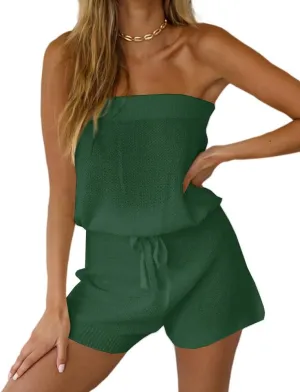 Chang Yun Womens Summer Jumpsuits Casual Loose Sleeveless Off Shoulder Elastic Waist Romper Loungewear Two Piece Outfits