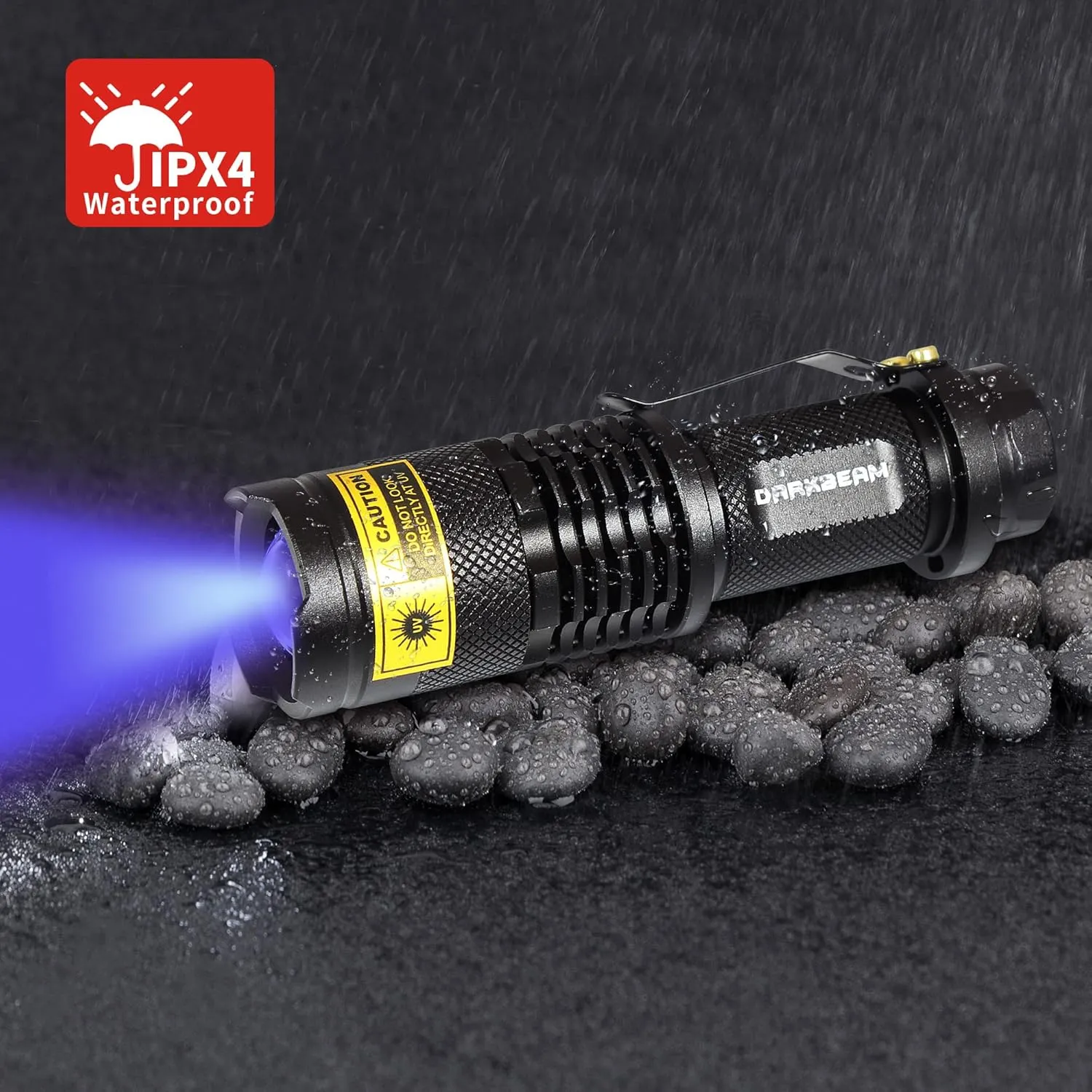 DARKBEAM UV 365nm Light Wood's lamp Blacklight Ultraviolet Flashlight LED Portable Mini Handheld Torch Detector for Dog Urine Pet Stains 370nm Anti-counterfeiting Identification, Resin Curing