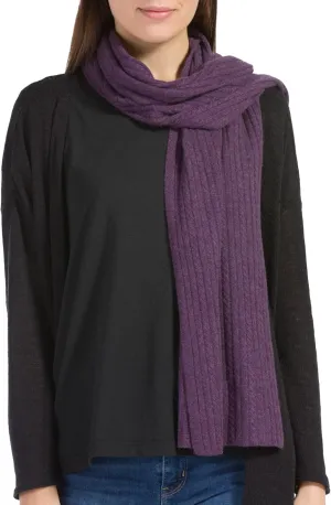 Fishers Finery Women's Cozy Cashmere Cable Knitted Winter Scarf | Black Label Box