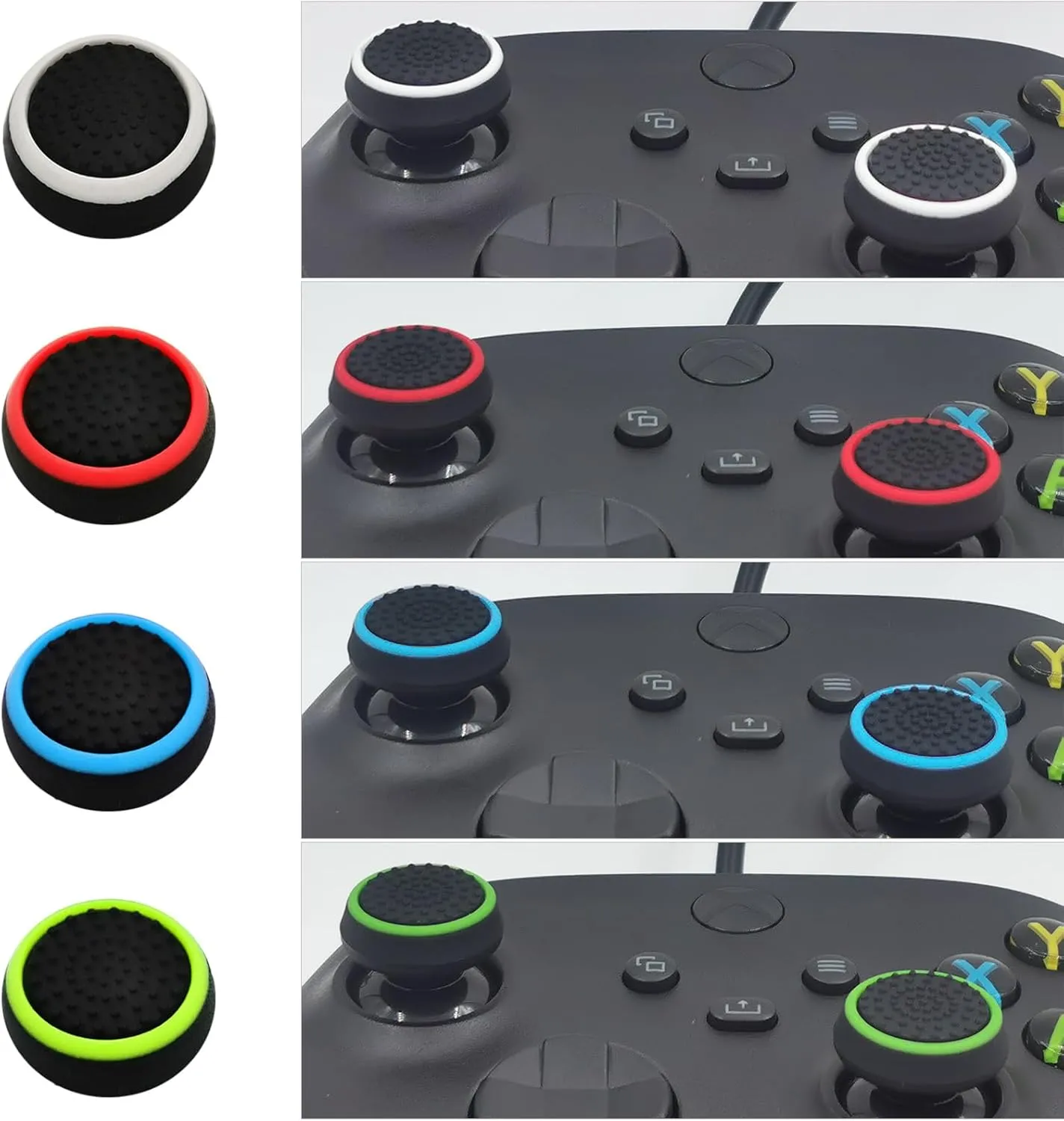 FPS Thumb Grip Caps Set for Xbox One (Series X, S) Controller Stick Caps Silicone Thumbsticks Grips Joystick Caps for Xbox, Precision Rings for Xbox,Black Set(18pcs)
