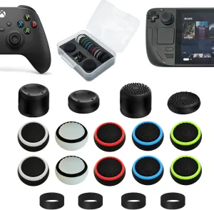 FPS Thumb Grip Caps Set for Xbox One (Series X, S) Controller Stick Caps Silicone Thumbsticks Grips Joystick Caps for Xbox, Precision Rings for Xbox,Black Set(18pcs)