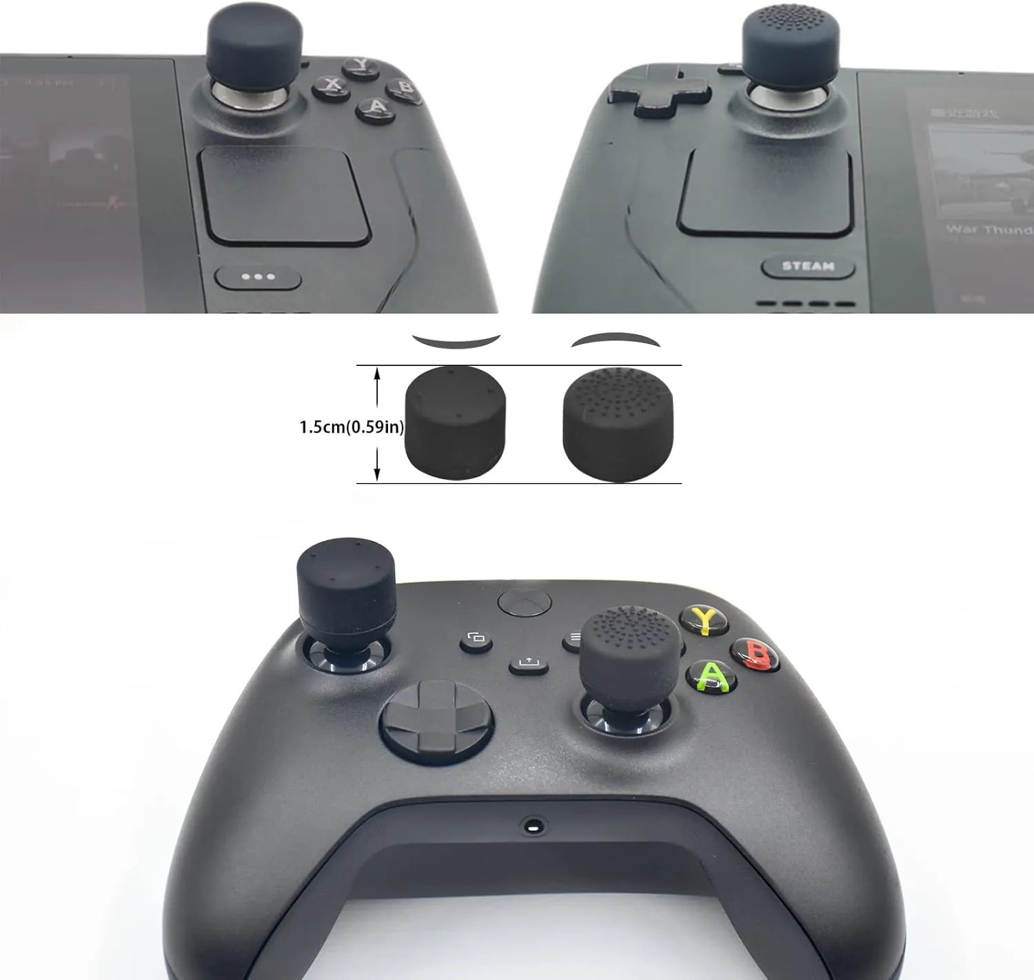 FPS Thumb Grip Caps Set for Xbox One (Series X, S) Controller Stick Caps Silicone Thumbsticks Grips Joystick Caps for Xbox, Precision Rings for Xbox,Black Set(18pcs)