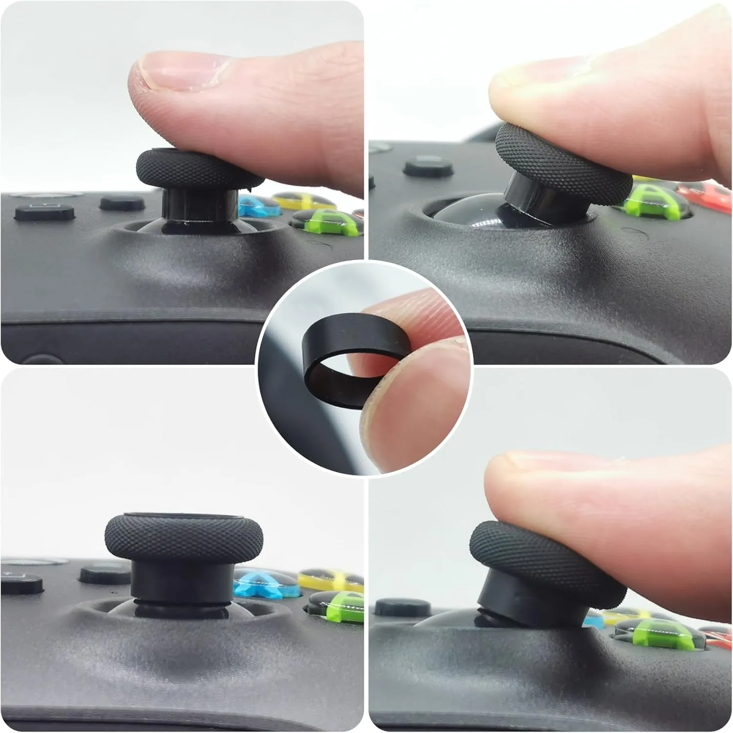 FPS Thumb Grip Caps Set for Xbox One (Series X, S) Controller Stick Caps Silicone Thumbsticks Grips Joystick Caps for Xbox, Precision Rings for Xbox,Black Set(18pcs)