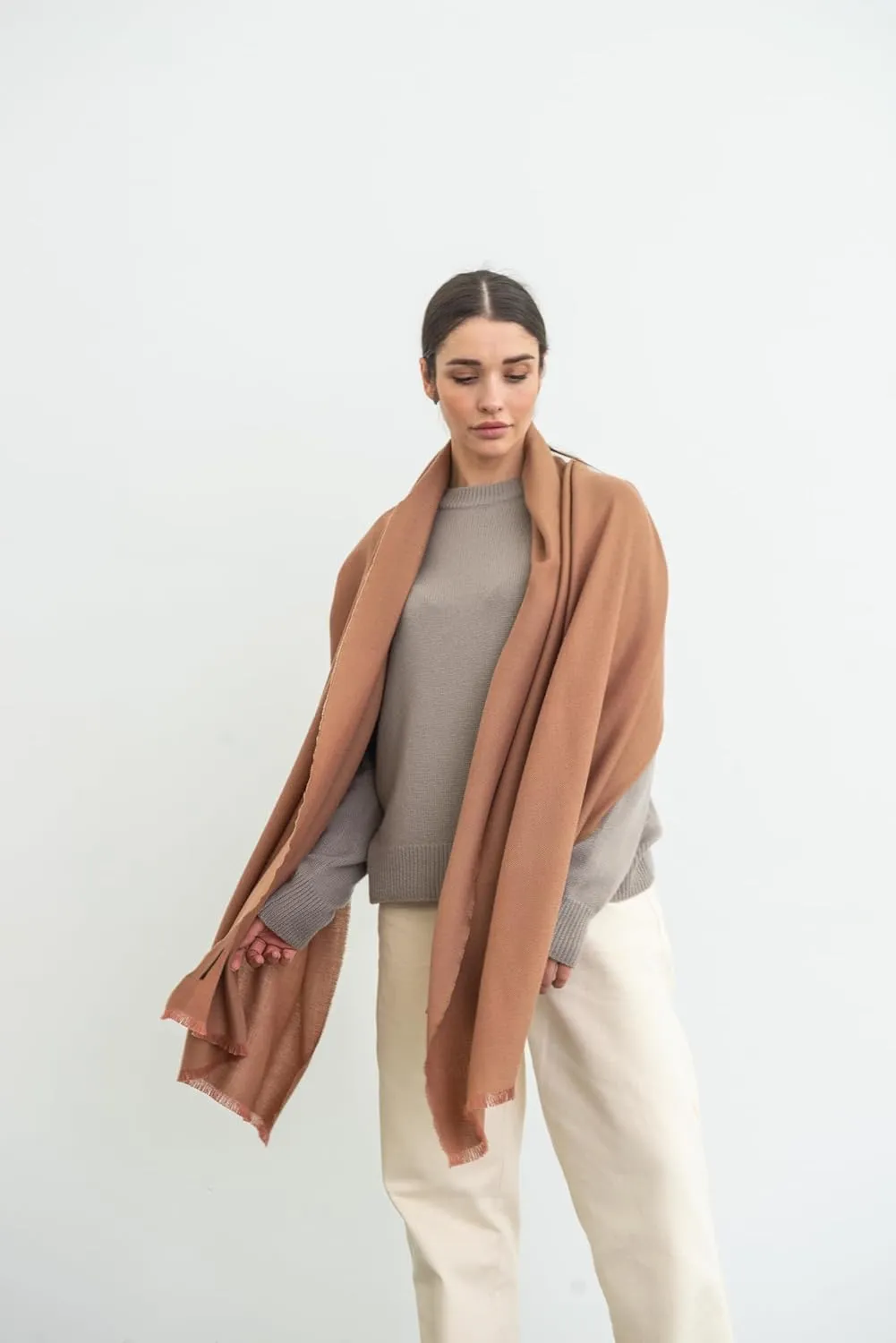 Italian Broad 70% Cashmere and 30% Silk Scarf Shawl Wrap Stole of Premium Quality Super Soft Made in Italy for Woman