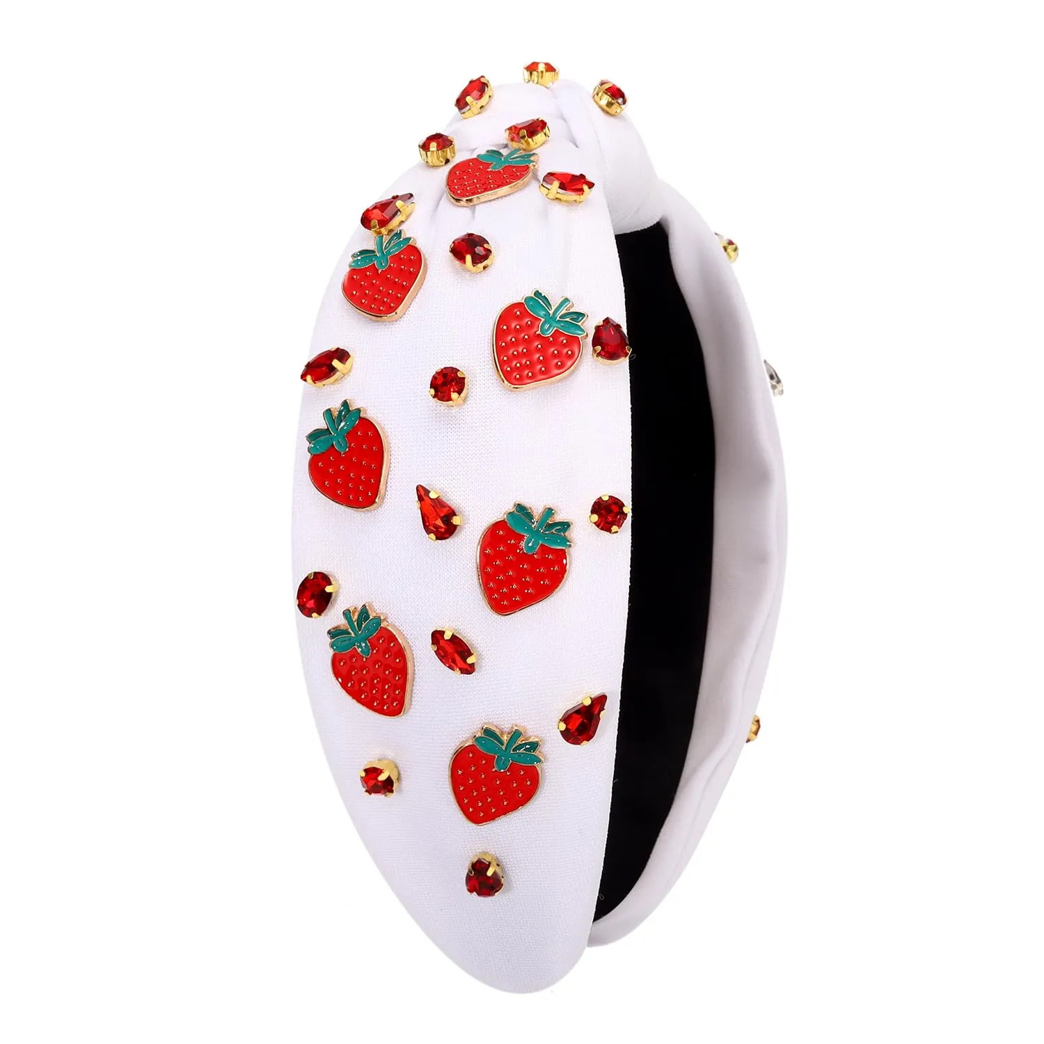 Jeweled Strawberry Headbands for Women - Tropical Fruit Vacation Accessories, Summer Party Favors (Fruit A-White)
