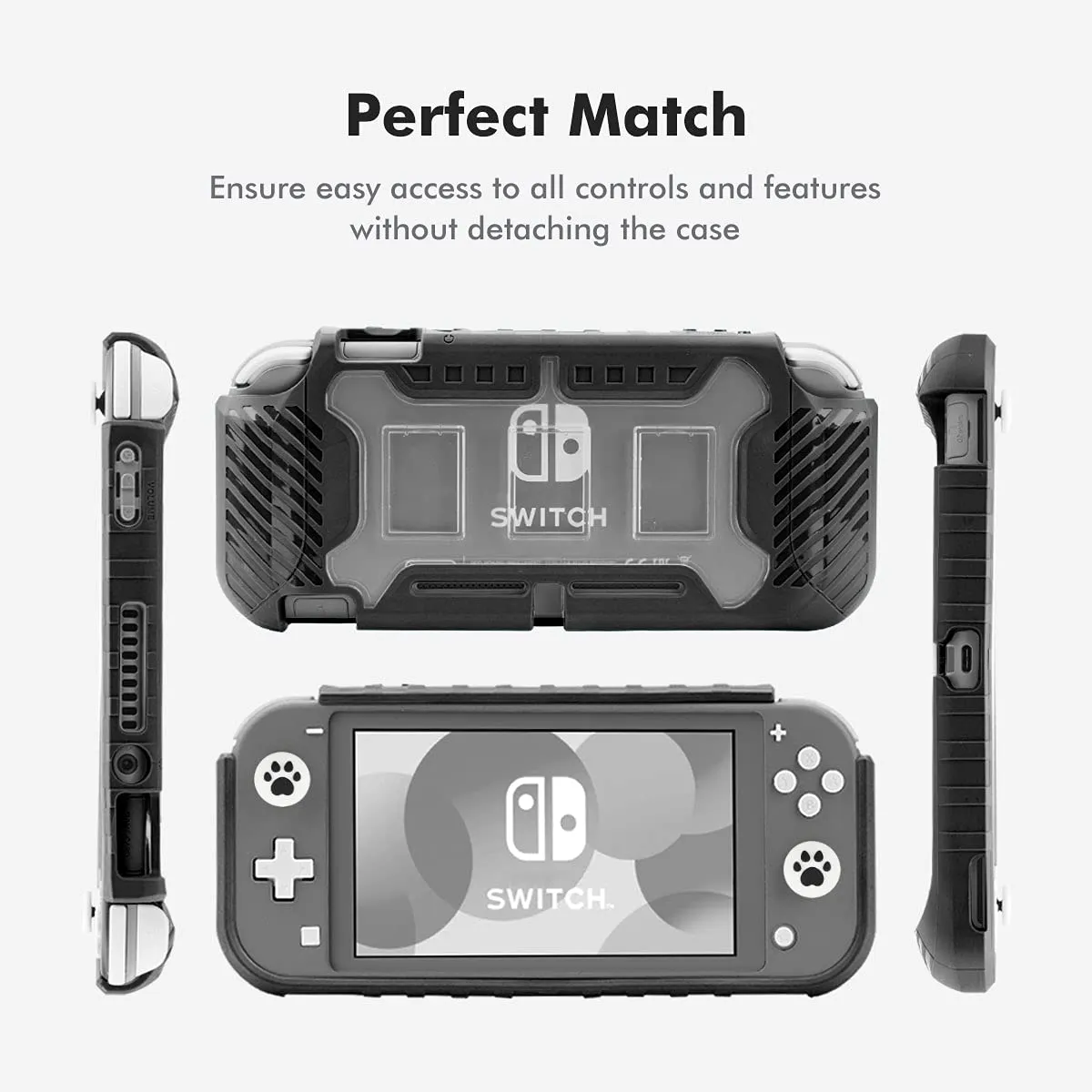 KIWIHOME Grip Case for Nintendo Switch Lite, Protective Hard Case for Nintendo Switch Lite 2019 with Comfortable Grip & Game Card Slots (Black)