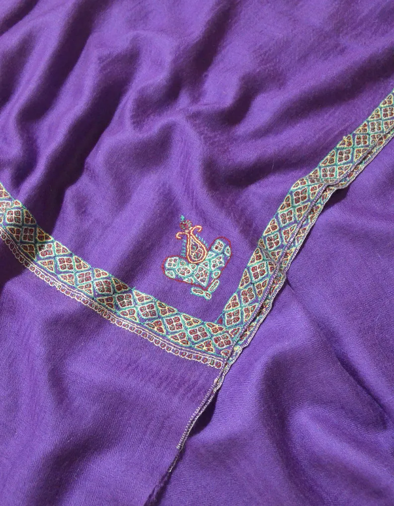Lavender Pashmina Stole With Sozni Work 5863