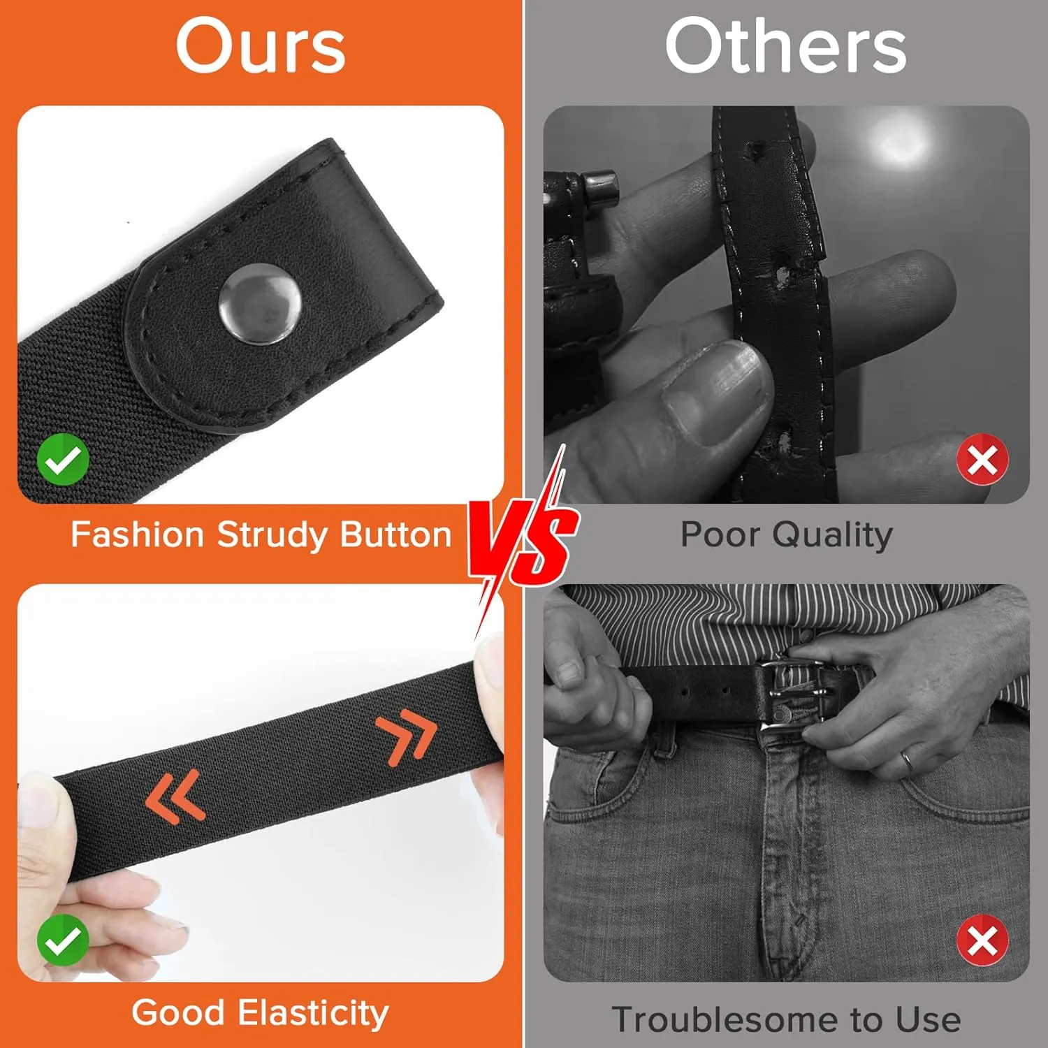 No Buckle Belts for Women, Elastic Belts for Women, Comfortable Womens Belts for Jeans, Stretch Belts for Women