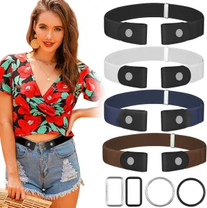 No Buckle Belts for Women, Elastic Belts for Women, Comfortable Womens Belts for Jeans, Stretch Belts for Women