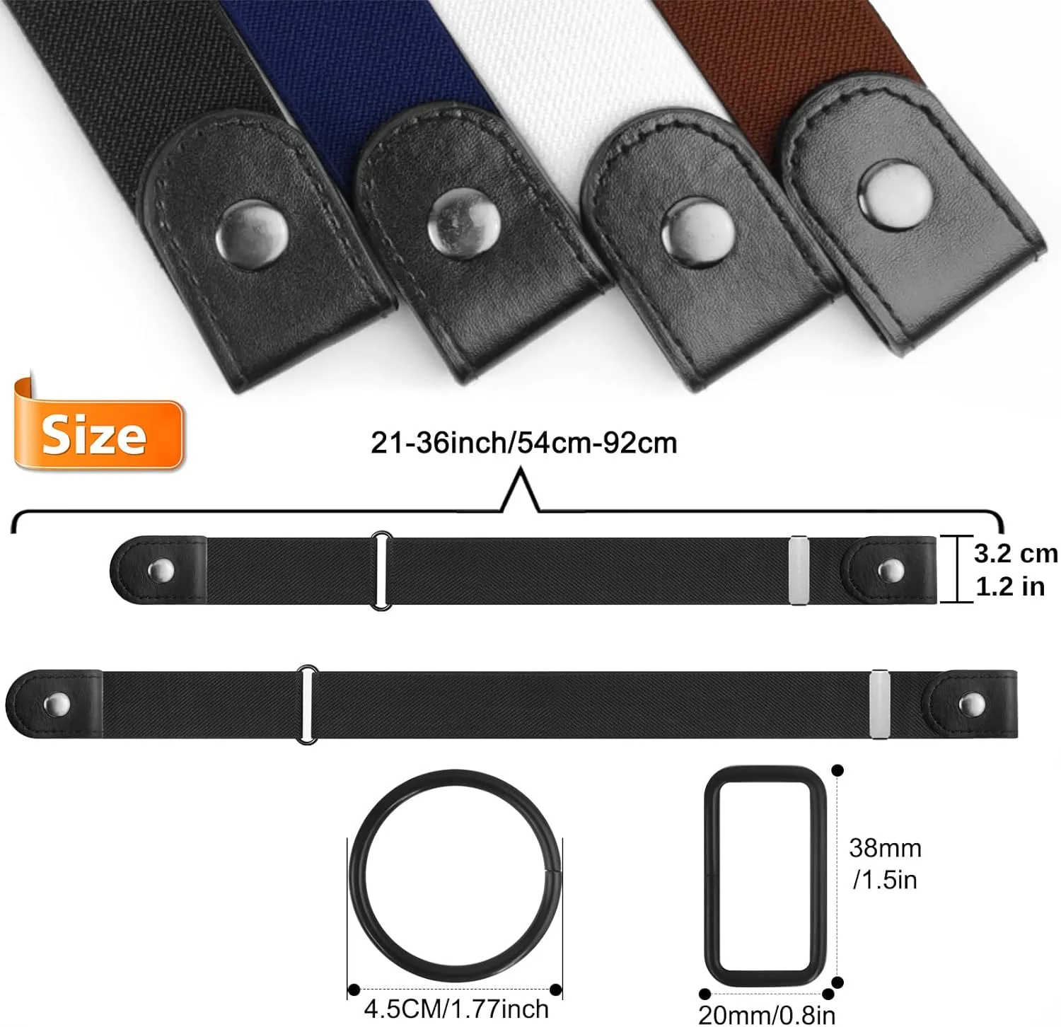 No Buckle Belts for Women, Elastic Belts for Women, Comfortable Womens Belts for Jeans, Stretch Belts for Women
