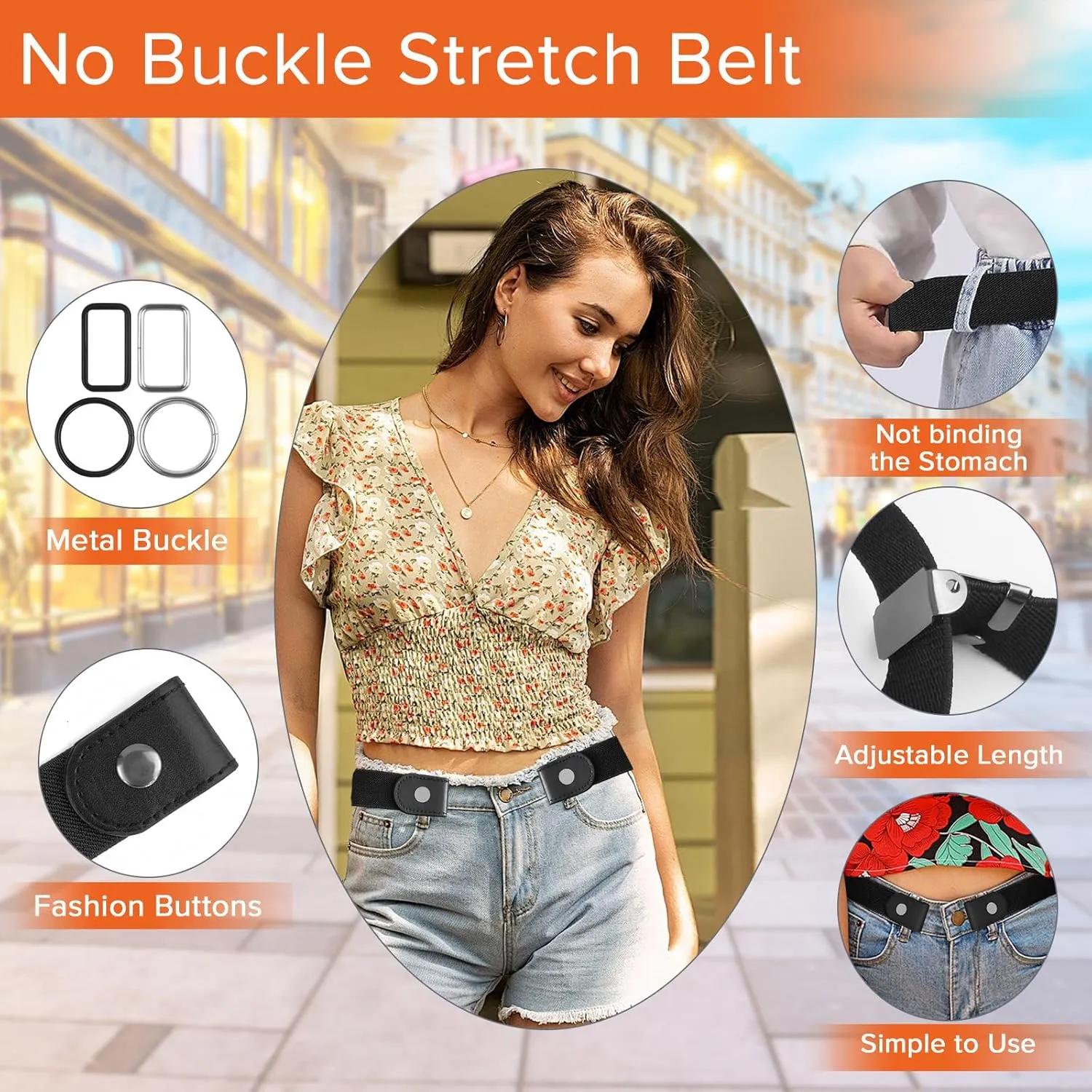 No Buckle Belts for Women, Elastic Belts for Women, Comfortable Womens Belts for Jeans, Stretch Belts for Women