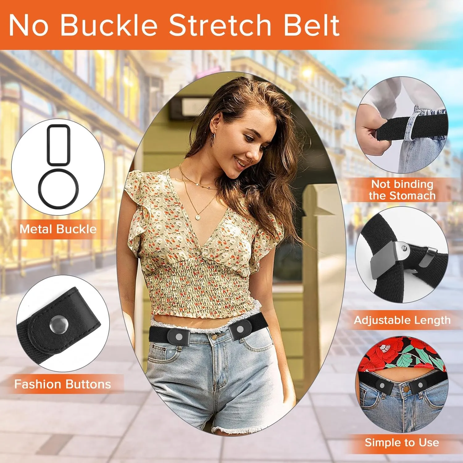 No Buckle Belts for Women, Elastic Belts for Women, Comfortable Womens Belts for Jeans, Stretch Belts for Women