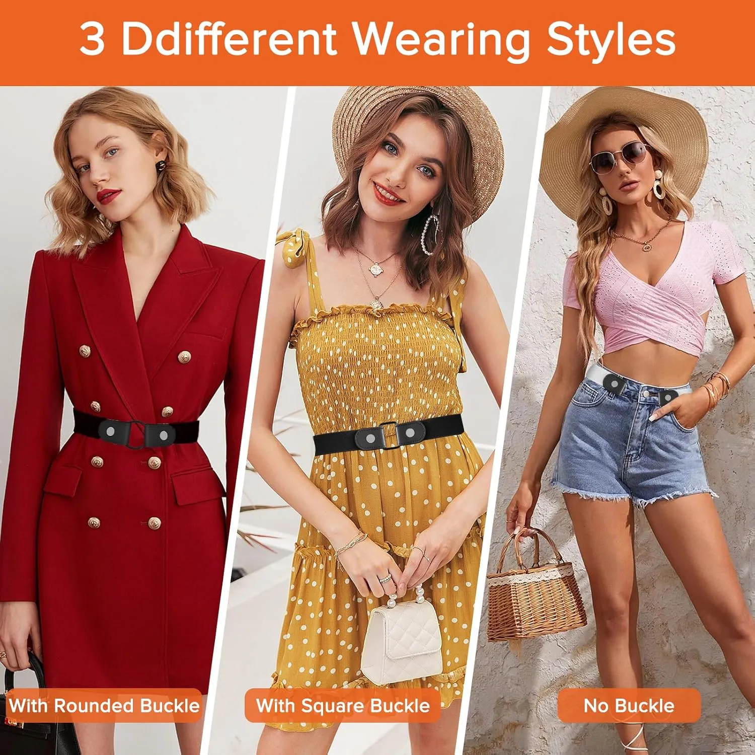 No Buckle Belts for Women, Elastic Belts for Women, Comfortable Womens Belts for Jeans, Stretch Belts for Women