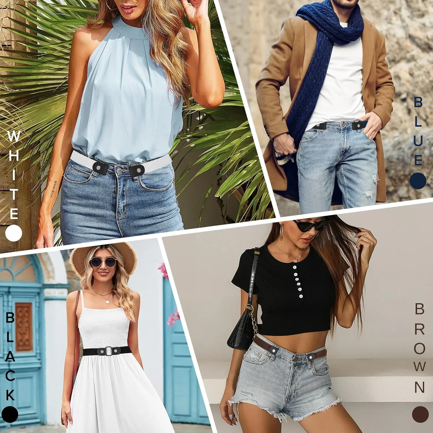 No Buckle Belts for Women, Elastic Belts for Women, Comfortable Womens Belts for Jeans, Stretch Belts for Women