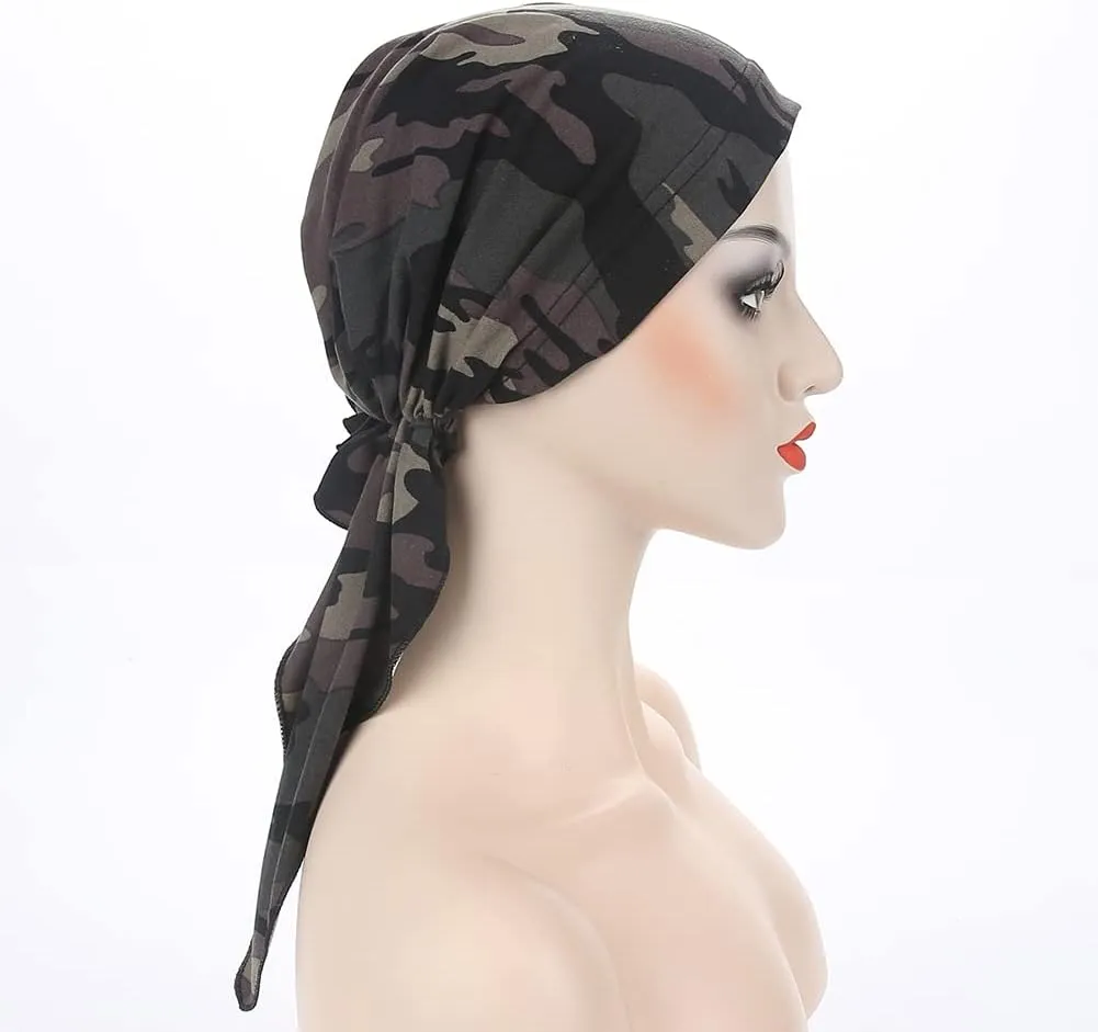 Pre-Tied Bandana Turban Hat Chemo Cancer Headscarf Headwraps Headwear for Women Hair Cover Hat