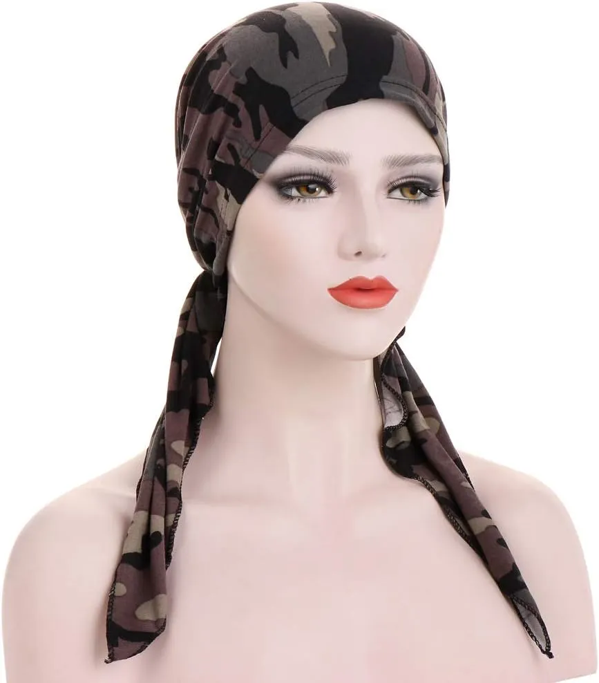 Pre-Tied Bandana Turban Hat Chemo Cancer Headscarf Headwraps Headwear for Women Hair Cover Hat