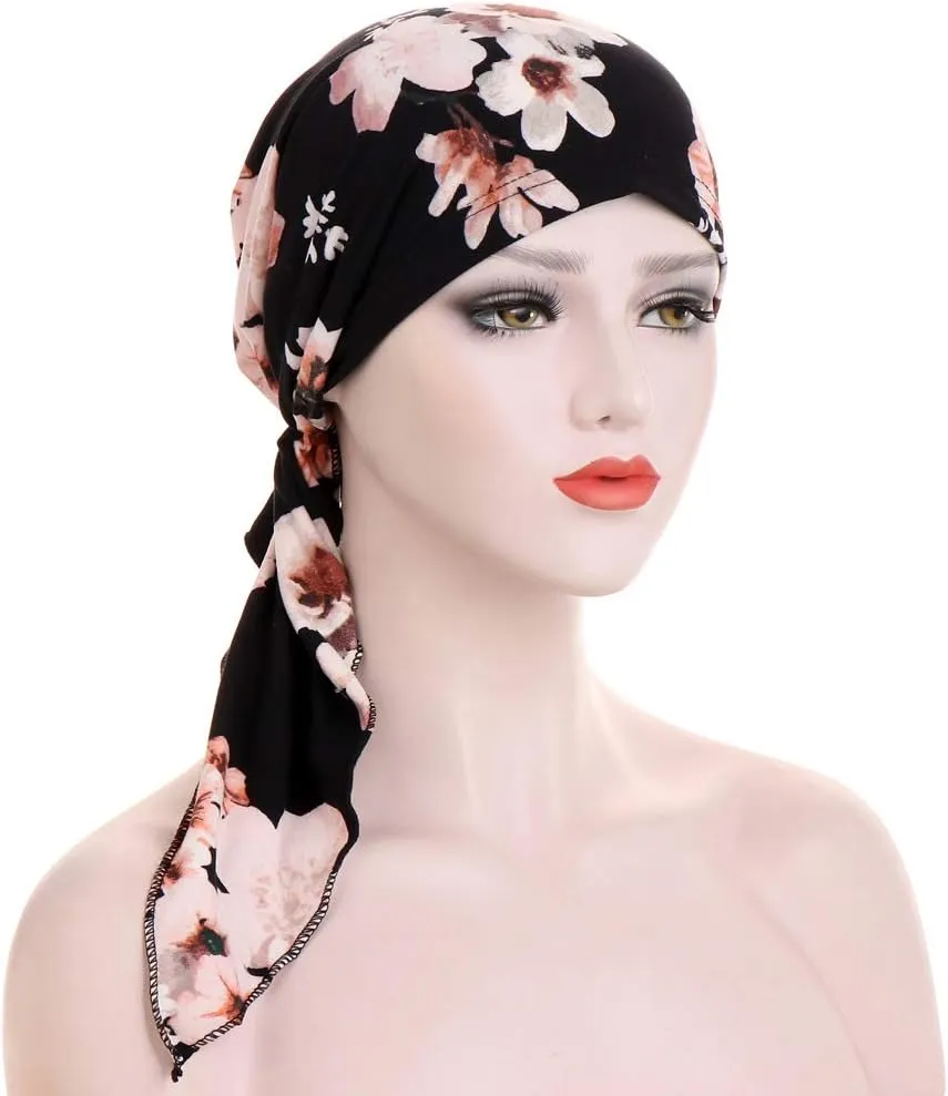 Pre-Tied Bandana Turban Hat Chemo Cancer Headscarf Headwraps Headwear for Women Hair Cover Hat