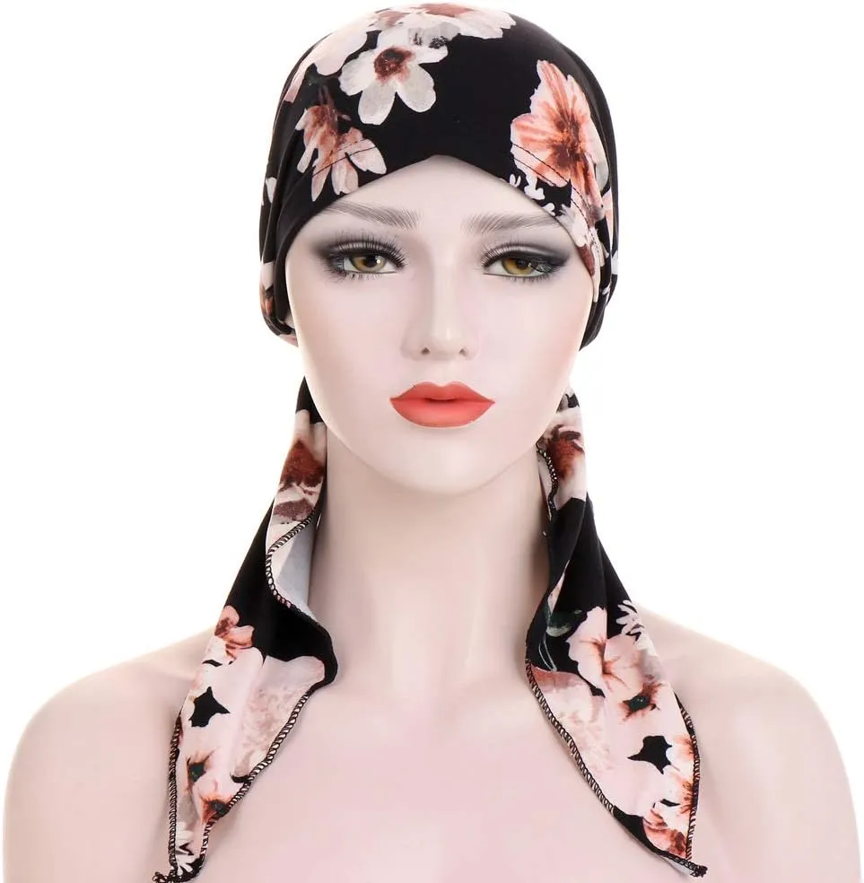 Pre-Tied Bandana Turban Hat Chemo Cancer Headscarf Headwraps Headwear for Women Hair Cover Hat