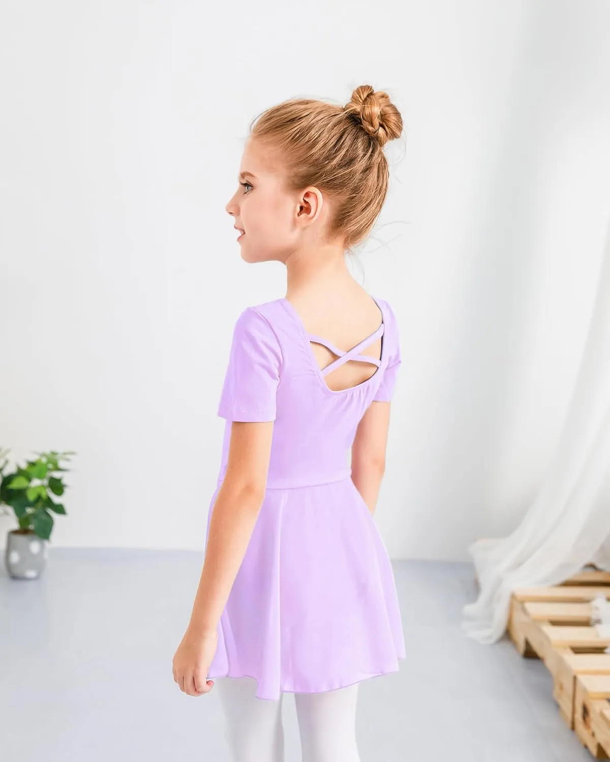 Stelle Ballet Leotards for Girls Dance Leotard with Skirt Toddler Ballet Outfit Criss-Cross Bow Back (Little/Big Kid)