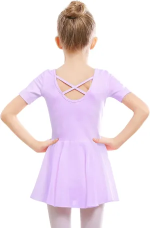 Stelle Ballet Leotards for Girls Dance Leotard with Skirt Toddler Ballet Outfit Criss-Cross Bow Back (Little/Big Kid)