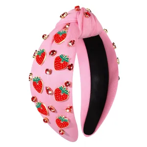 Strawberry Headband for Women, Fruit A-Pink, Hair Accessory for Summer, Beach Vacation, Wedding, Party, One Size, 1 Count