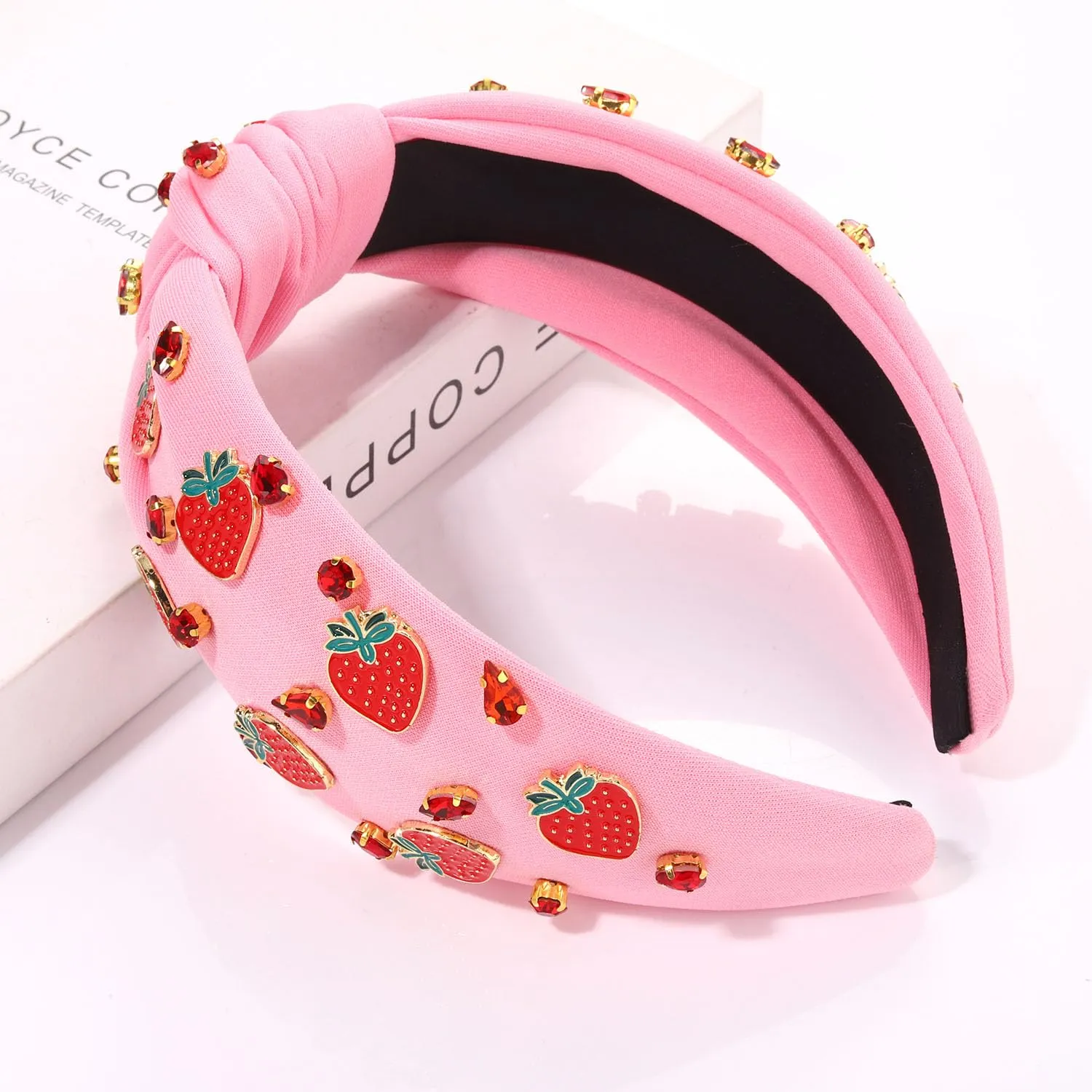 Strawberry Headband for Women, Fruit A-Pink, Hair Accessory for Summer, Beach Vacation, Wedding, Party, One Size, 1 Count