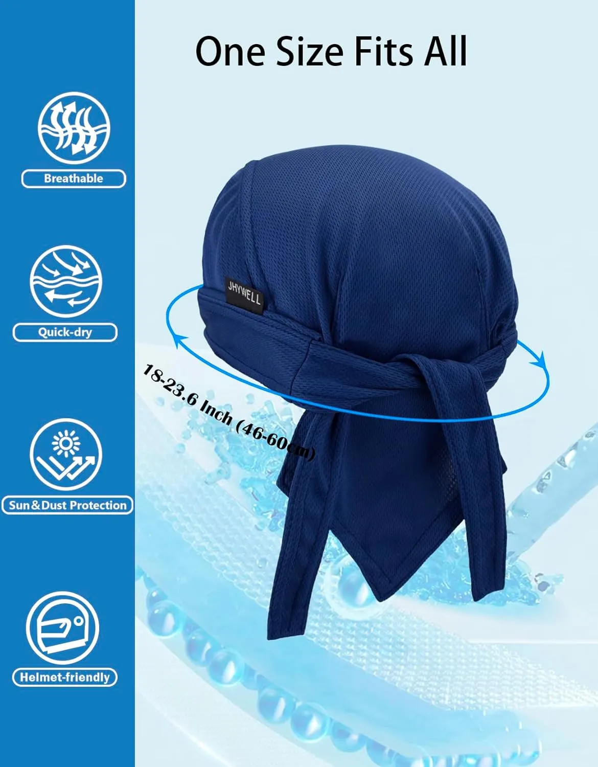 Sweat Wicking Doo Rag Cooling Dew Rag Helmet Liner Large Motorcycle Do Rags Head Wrap Bandana Skull Caps for Men and Women