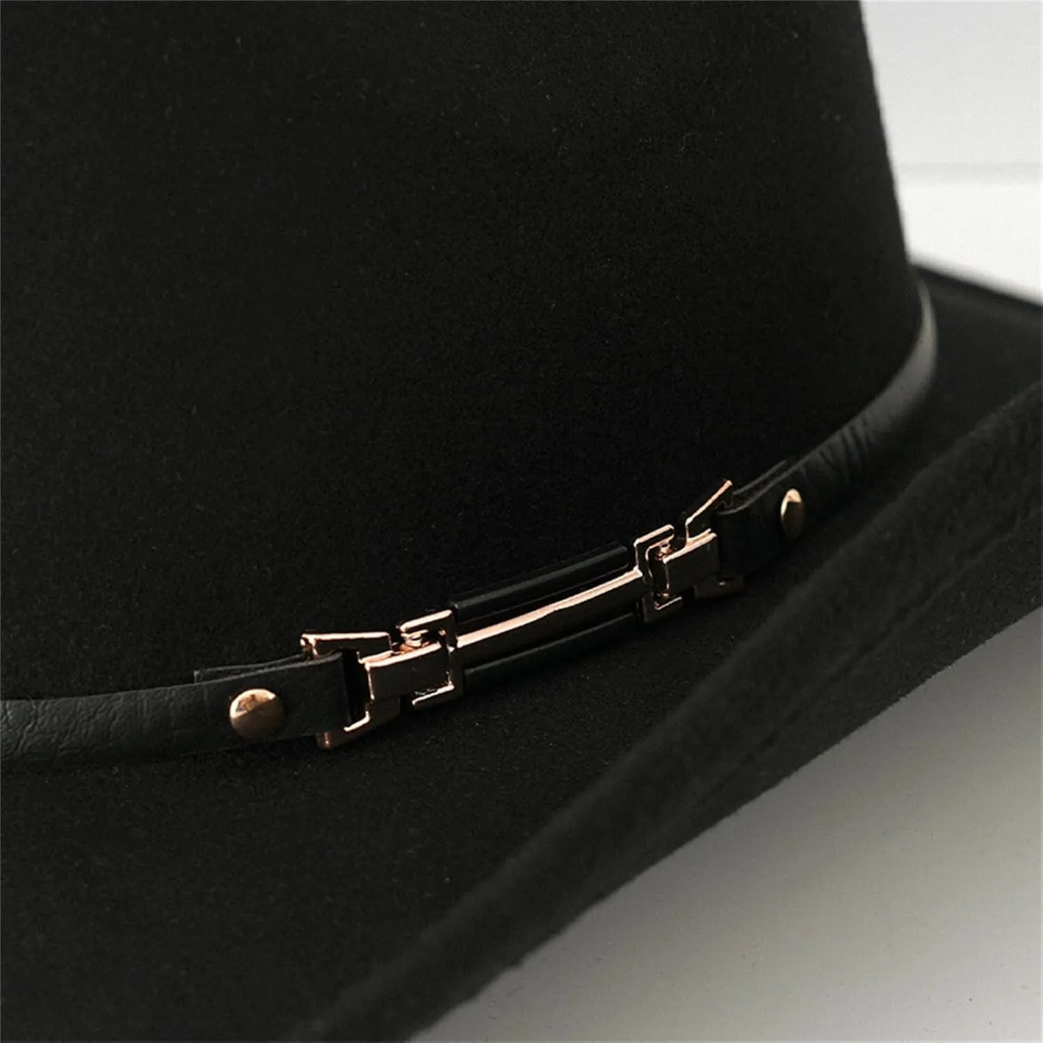Women Men Western Cowboy Hat, Vintage Felt Cowgirl Hat Wide Brim Bowler Cap Adult Cowboy Hats