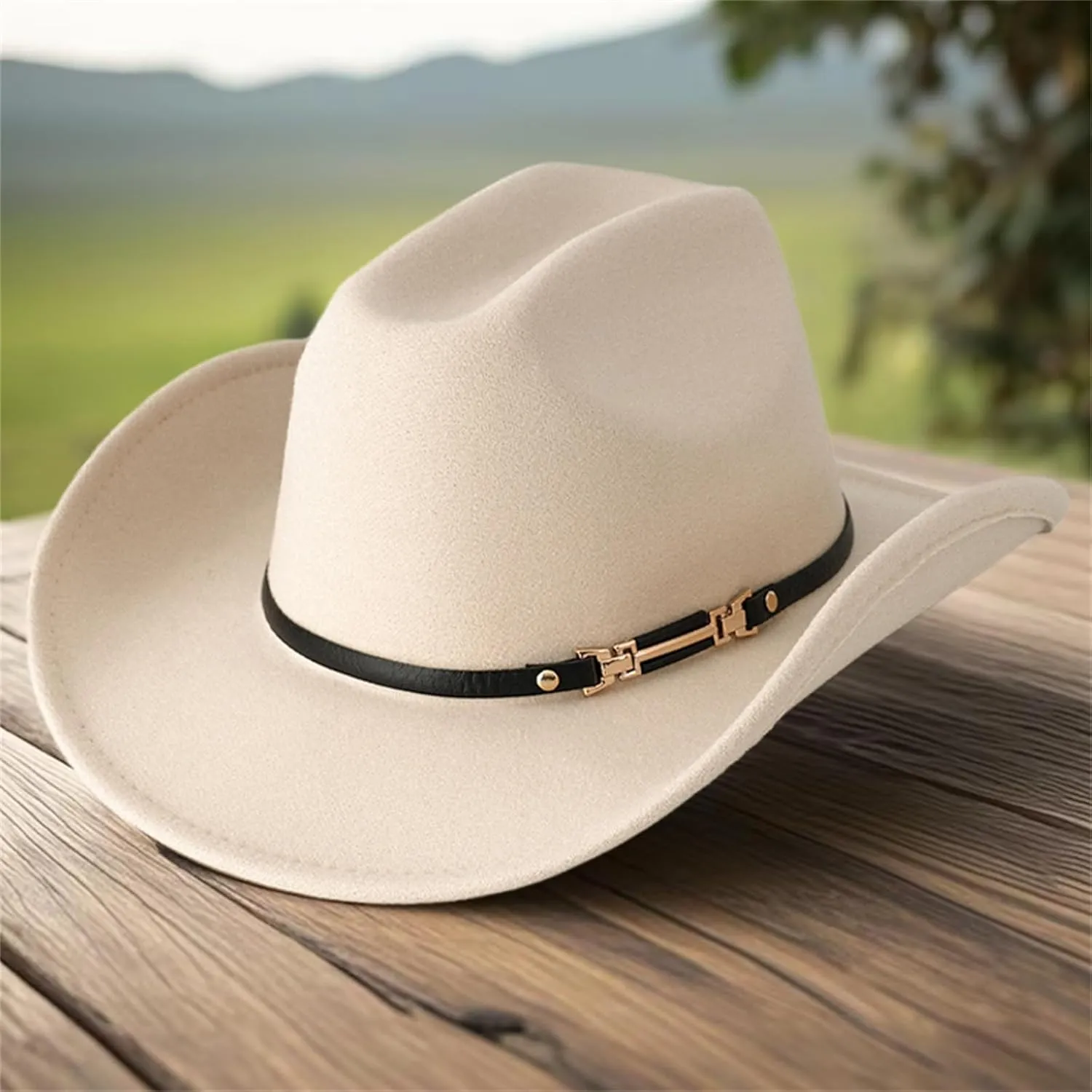 Women Men Western Cowboy Hat, Vintage Felt Cowgirl Hat Wide Brim Bowler Cap Adult Cowboy Hats