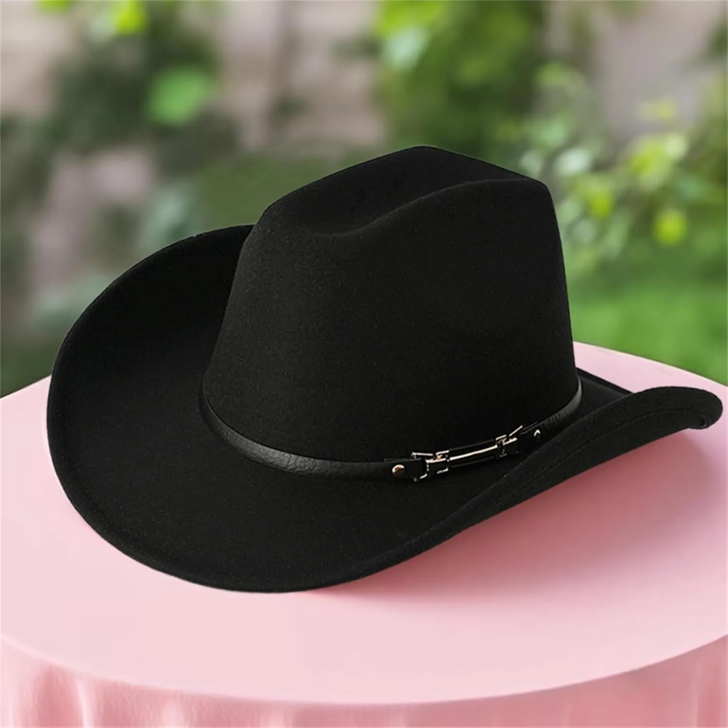 Women Men Western Cowboy Hat, Vintage Felt Cowgirl Hat Wide Brim Bowler Cap Adult Cowboy Hats