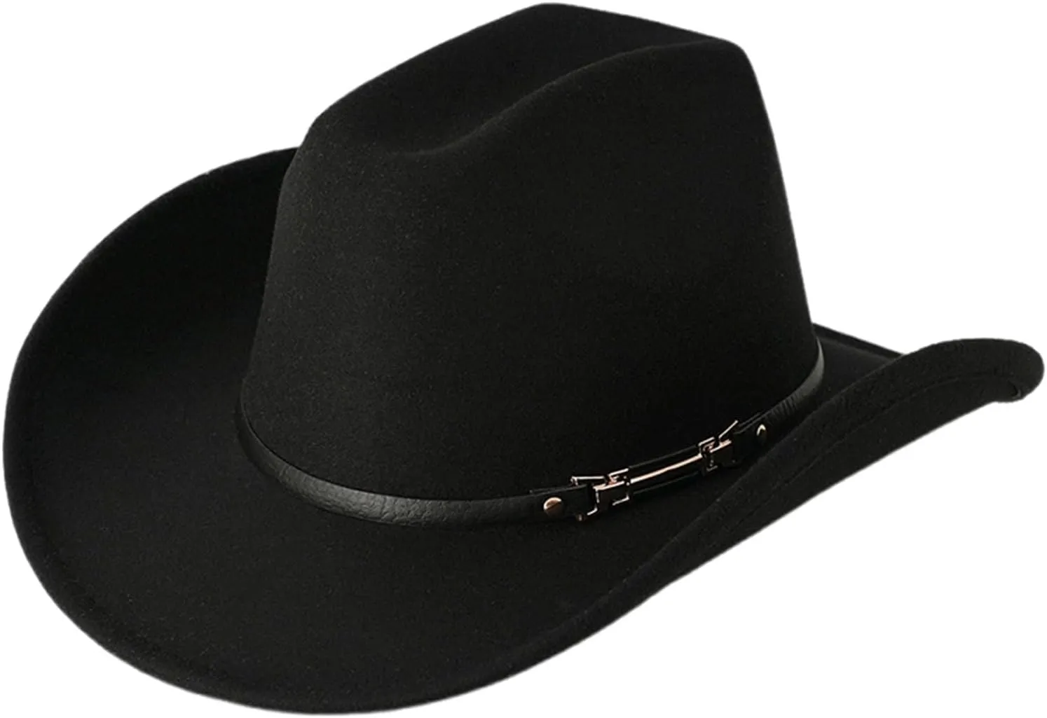 Women Men Western Cowboy Hat, Vintage Felt Cowgirl Hat Wide Brim Bowler Cap Adult Cowboy Hats