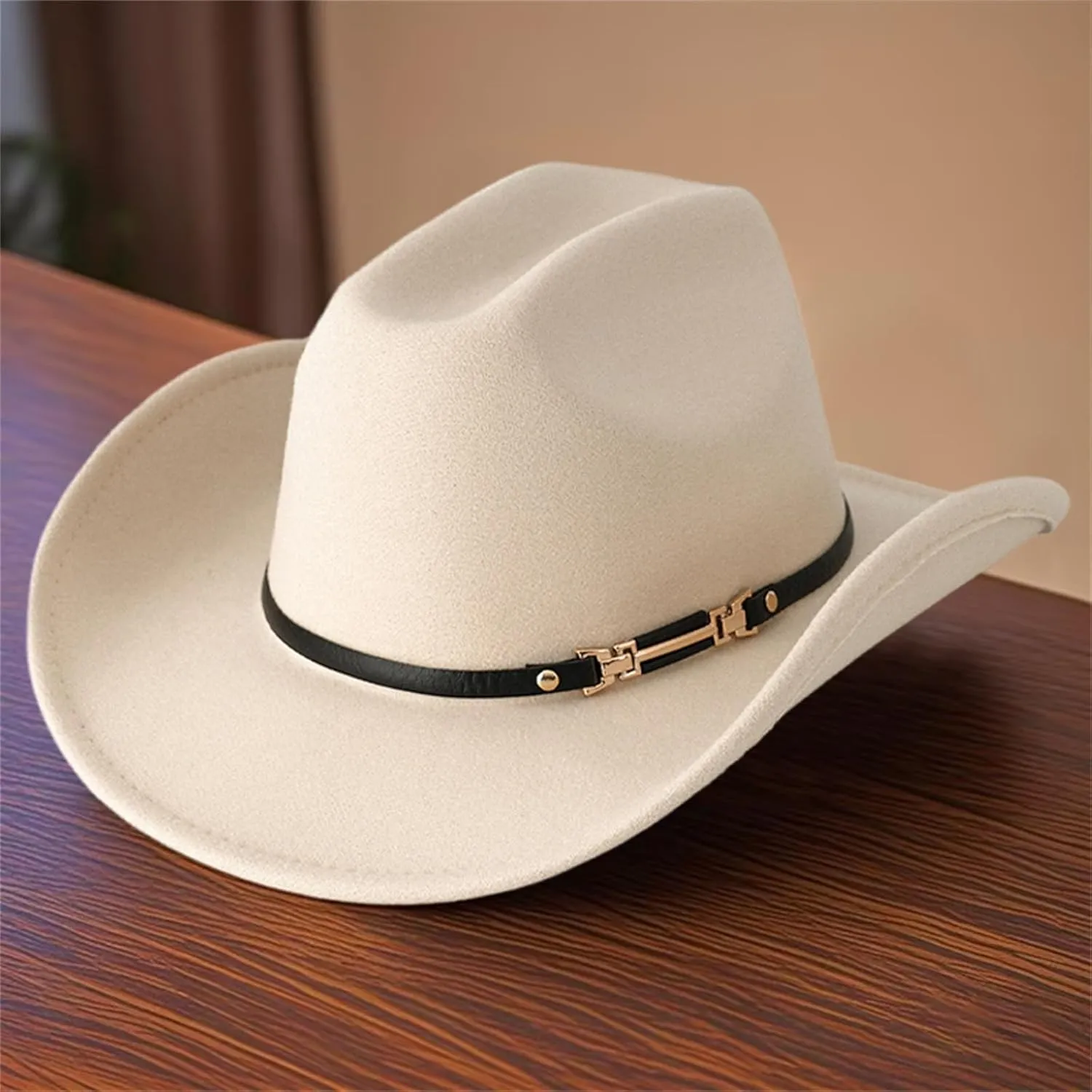 Women Men Western Cowboy Hat, Vintage Felt Cowgirl Hat Wide Brim Bowler Cap Adult Cowboy Hats