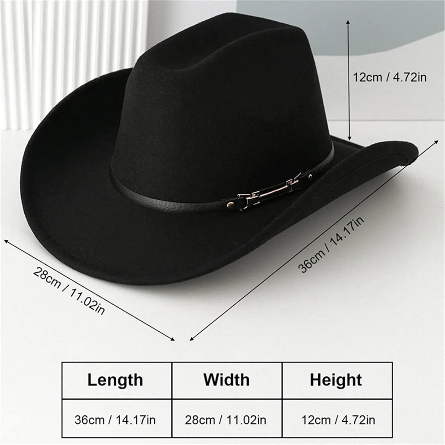 Women Men Western Cowboy Hat, Vintage Felt Cowgirl Hat Wide Brim Bowler Cap Adult Cowboy Hats