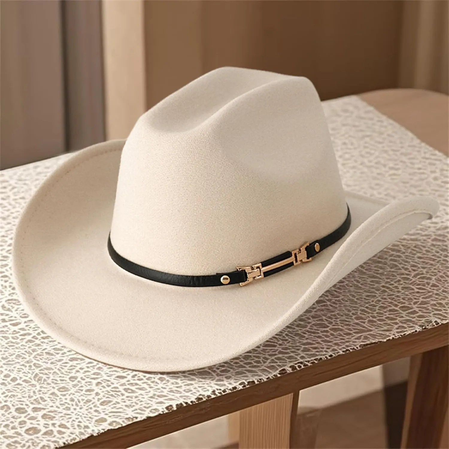 Women Men Western Cowboy Hat, Vintage Felt Cowgirl Hat Wide Brim Bowler Cap Adult Cowboy Hats