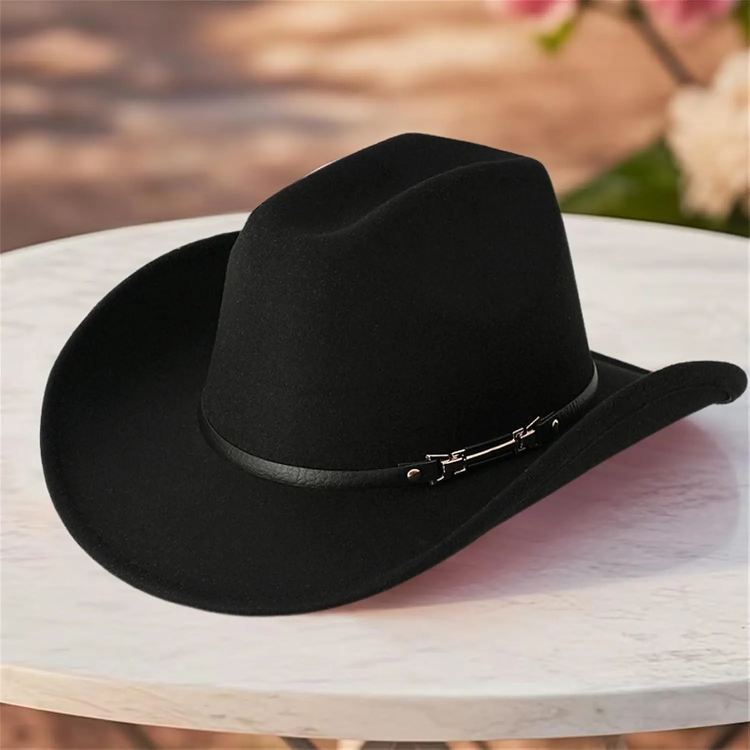 Women Men Western Cowboy Hat, Vintage Felt Cowgirl Hat Wide Brim Bowler Cap Adult Cowboy Hats