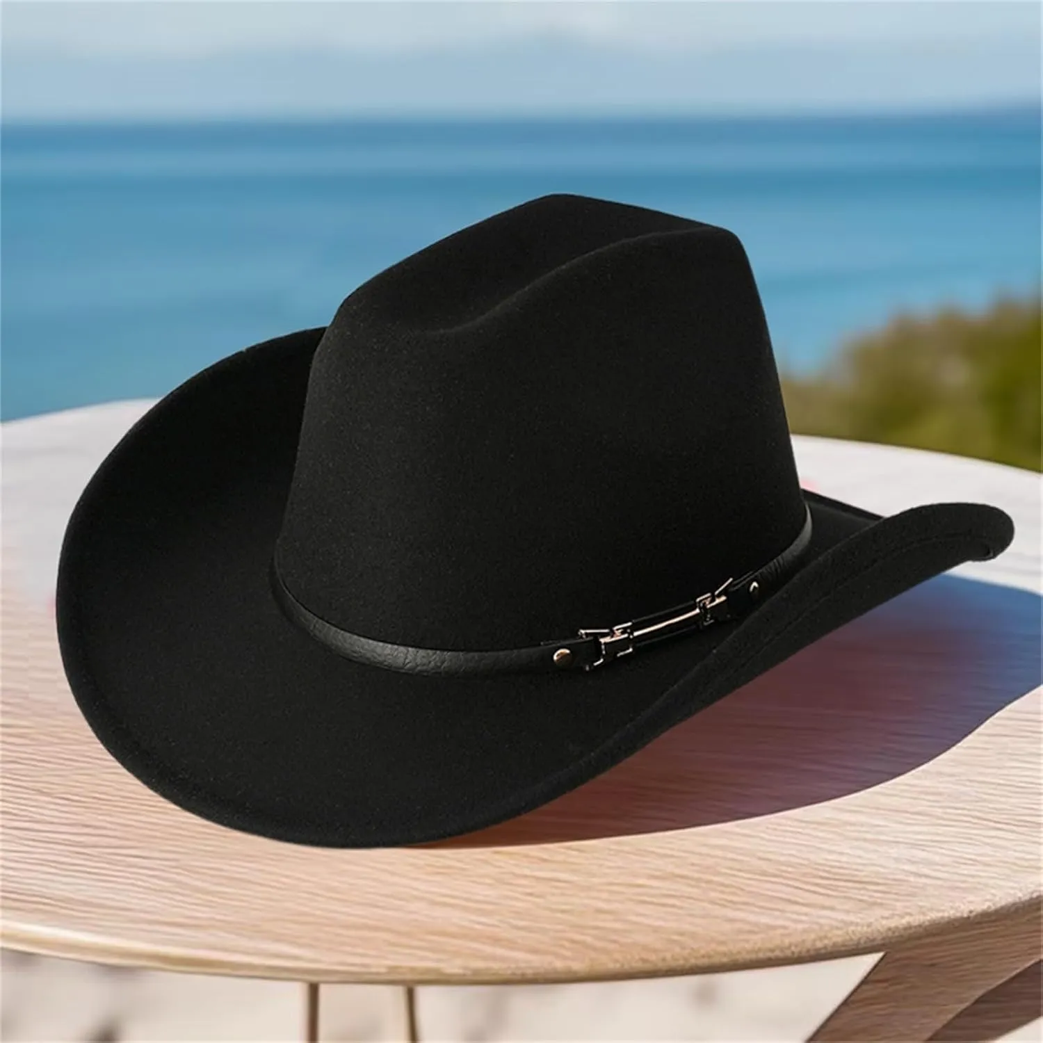 Women Men Western Cowboy Hat, Vintage Felt Cowgirl Hat Wide Brim Bowler Cap Adult Cowboy Hats