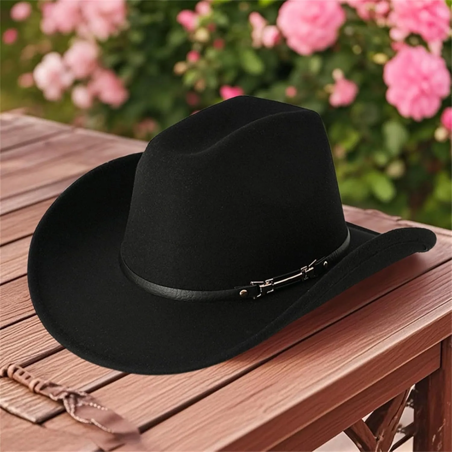 Women Men Western Cowboy Hat, Vintage Felt Cowgirl Hat Wide Brim Bowler Cap Adult Cowboy Hats