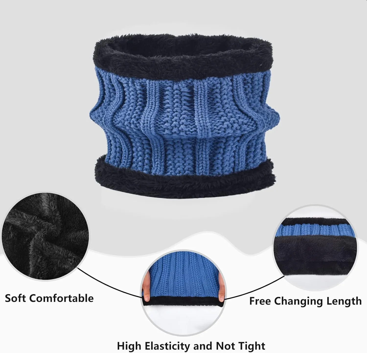 Women Winter Hat Gloves Scarf Set Beanie Warm Fleece Scarves Touchscreen Glove 3 in 1