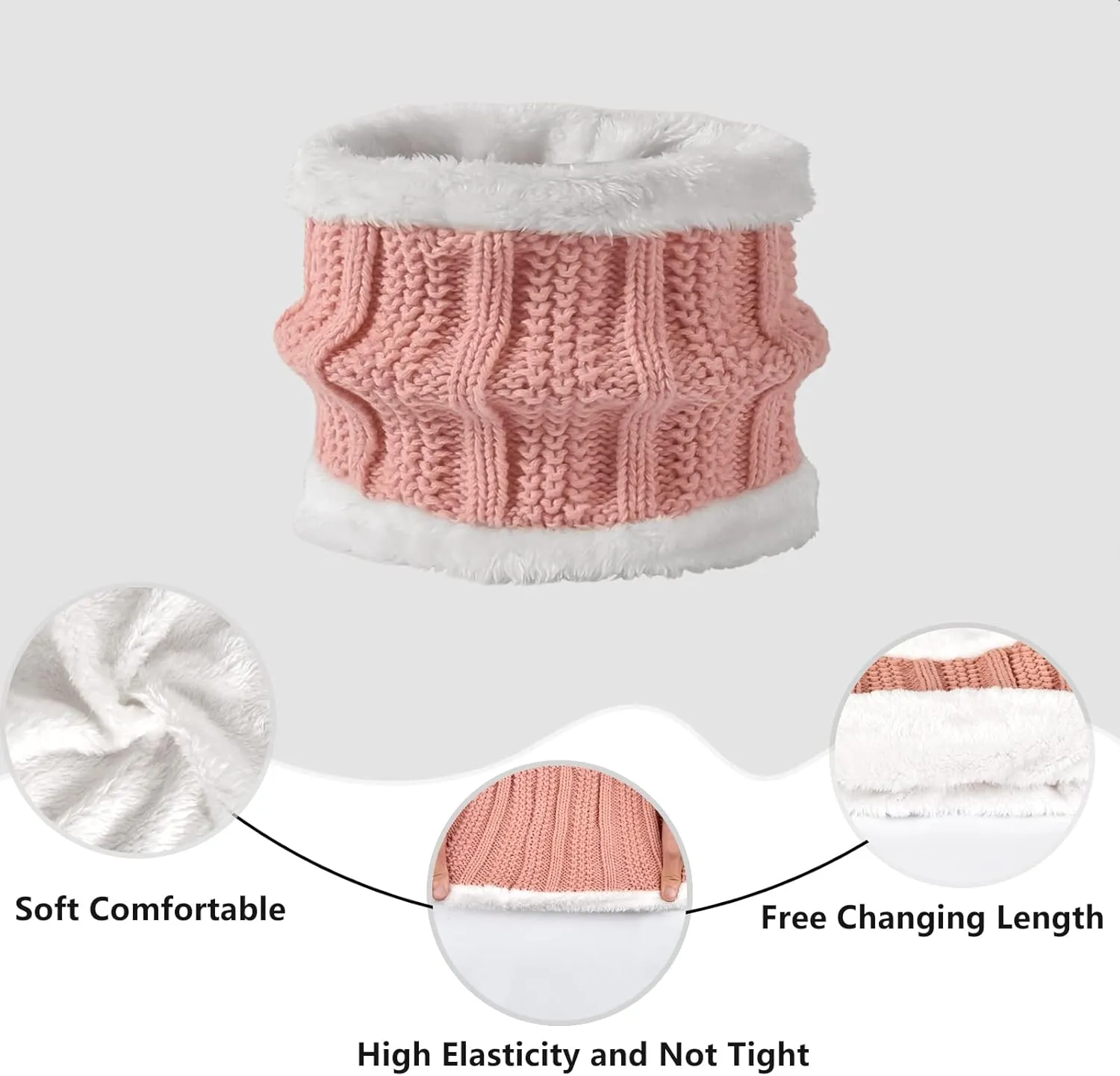 Women Winter Hat Gloves Scarf Set Beanie Warm Fleece Scarves Touchscreen Glove 3 in 1