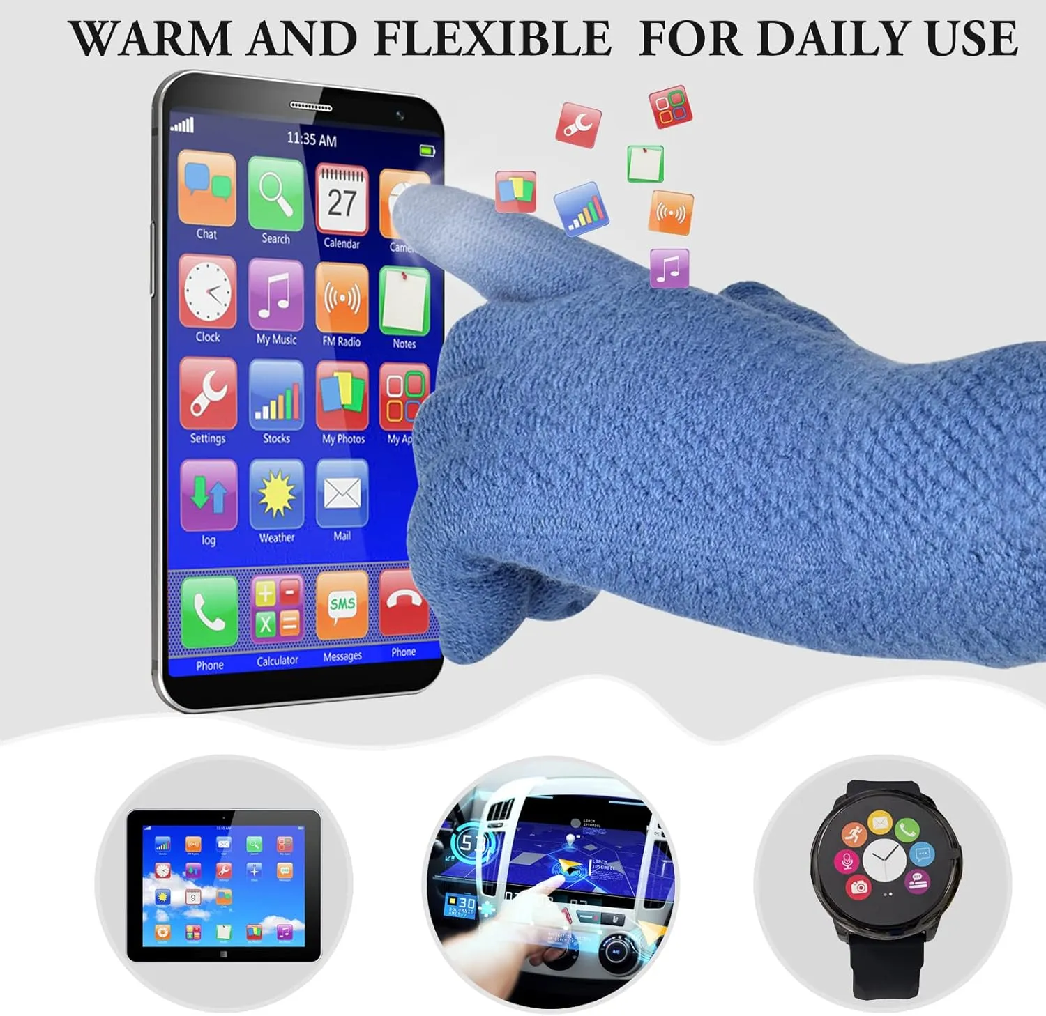 Women Winter Hat Gloves Scarf Set Beanie Warm Fleece Scarves Touchscreen Glove 3 in 1