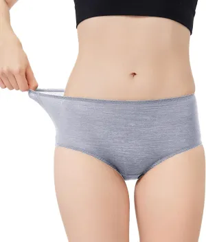Womens Merino Wool High-Waisted Underwear, Quick-Drying Briefs for Hiking Outdoors